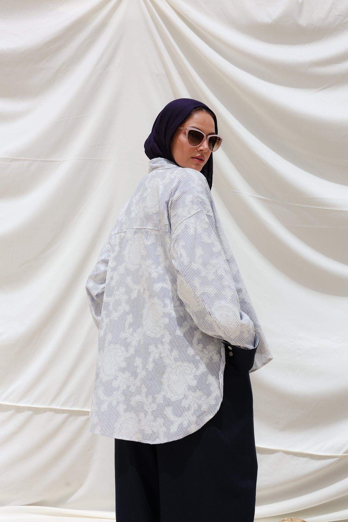 Cloud Stripes Embroidered Shirt