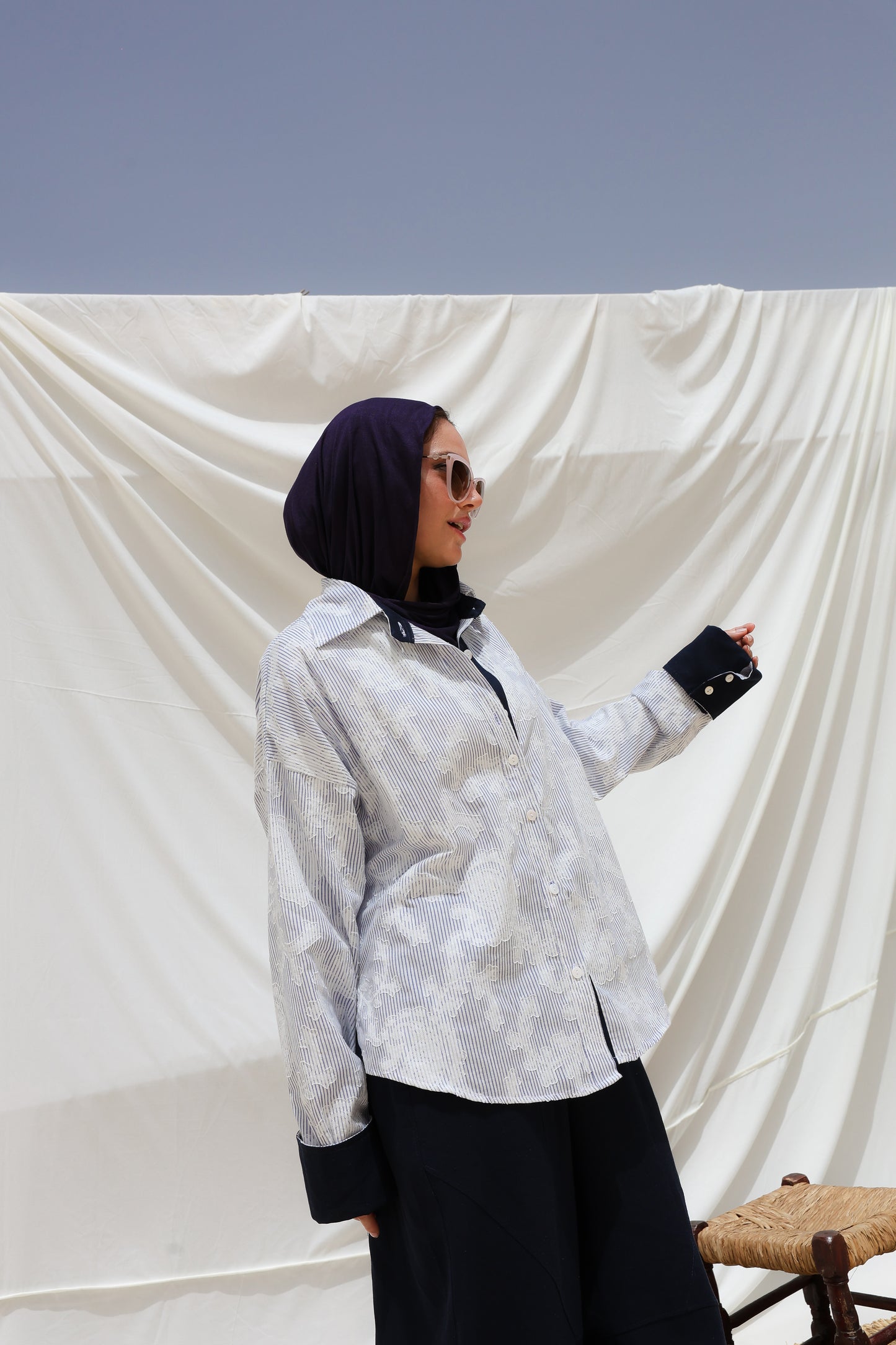 Cloud Stripes Embroidered Shirt