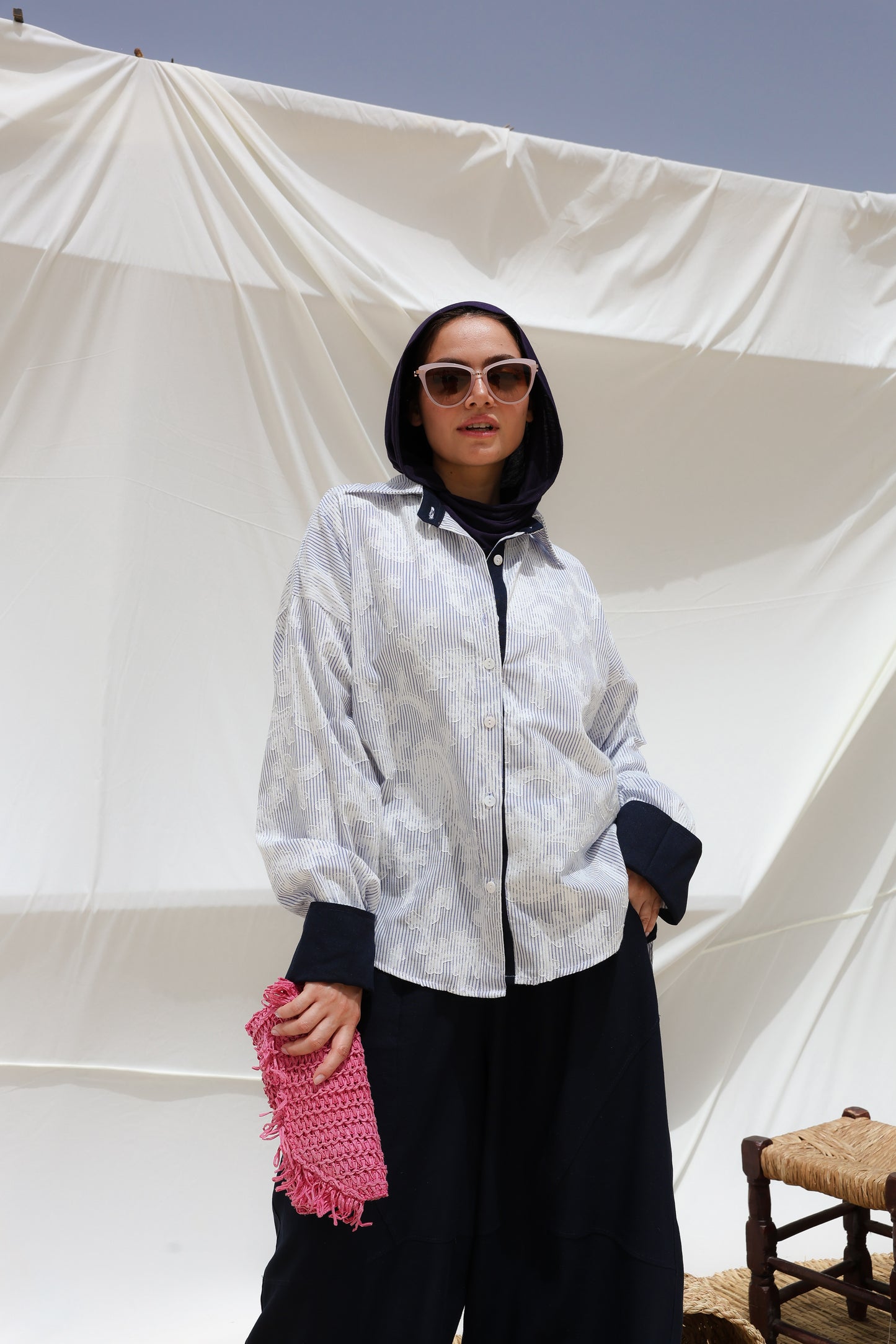 Cloud Stripes Embroidered Shirt