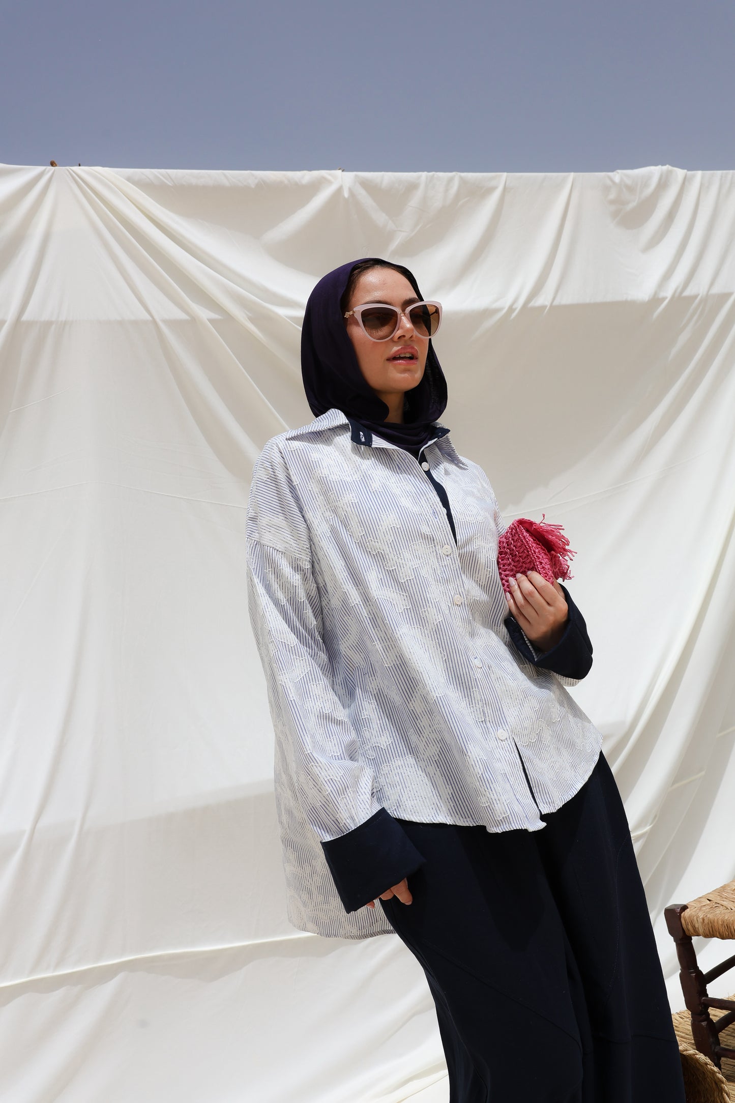 Cloud Stripes Embroidered Shirt