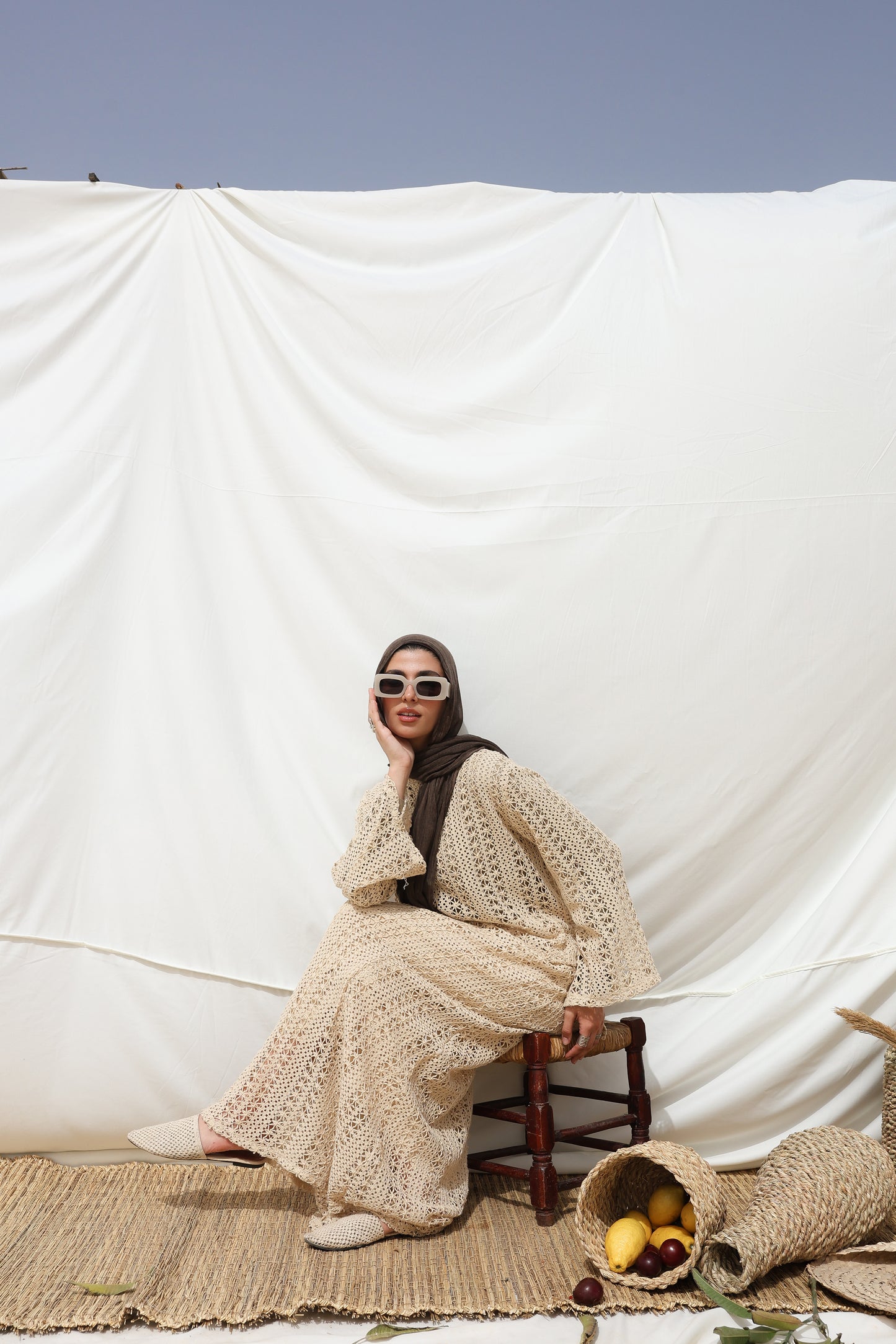 Solary Skirt Crochet Set in Beige