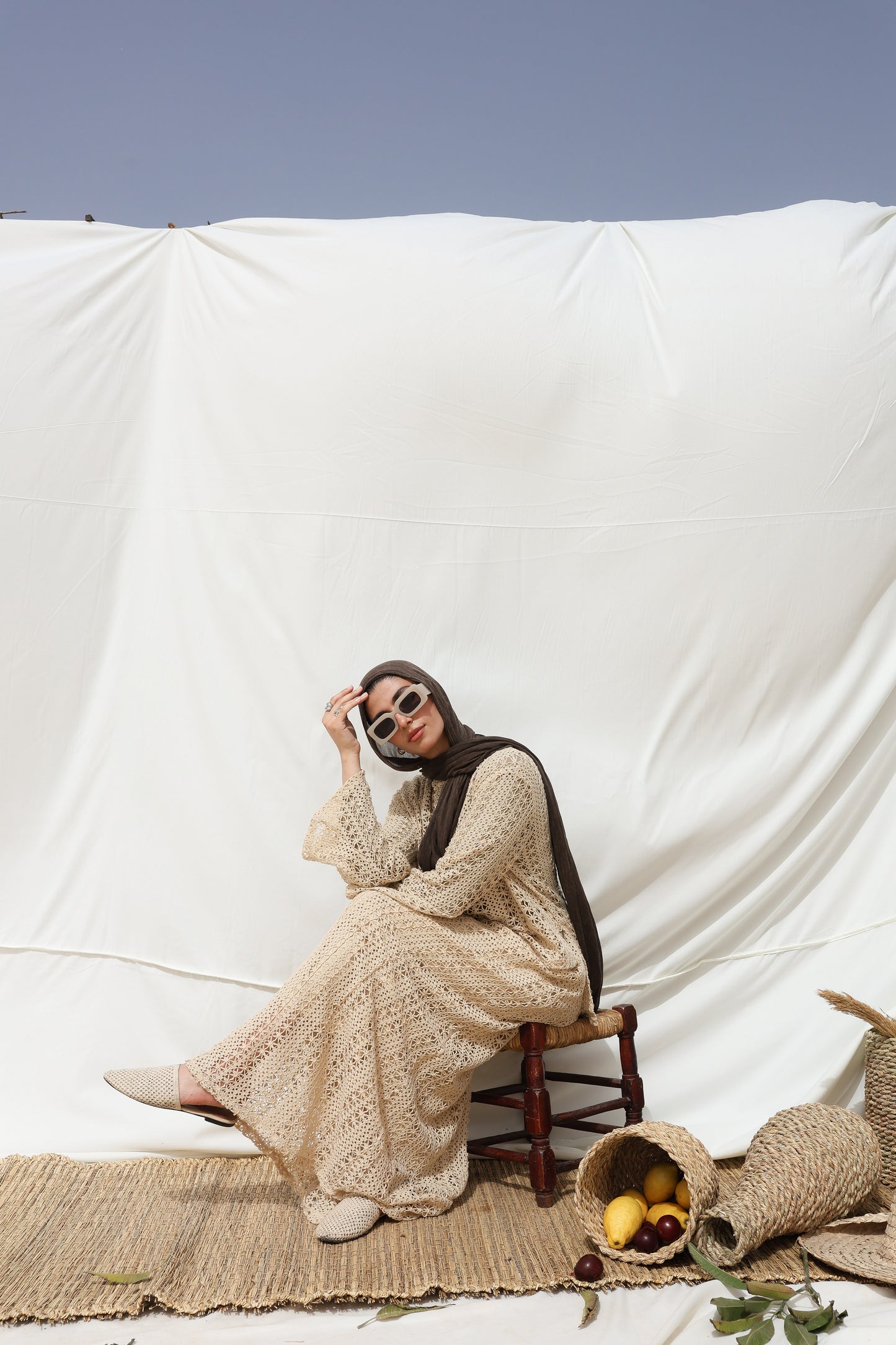 Solary Skirt Crochet Set in Beige