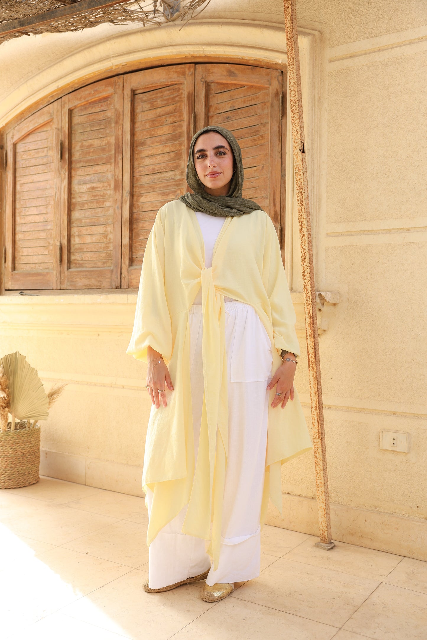 The Infinity Multiway Linen Cardigan in Butter Yellow