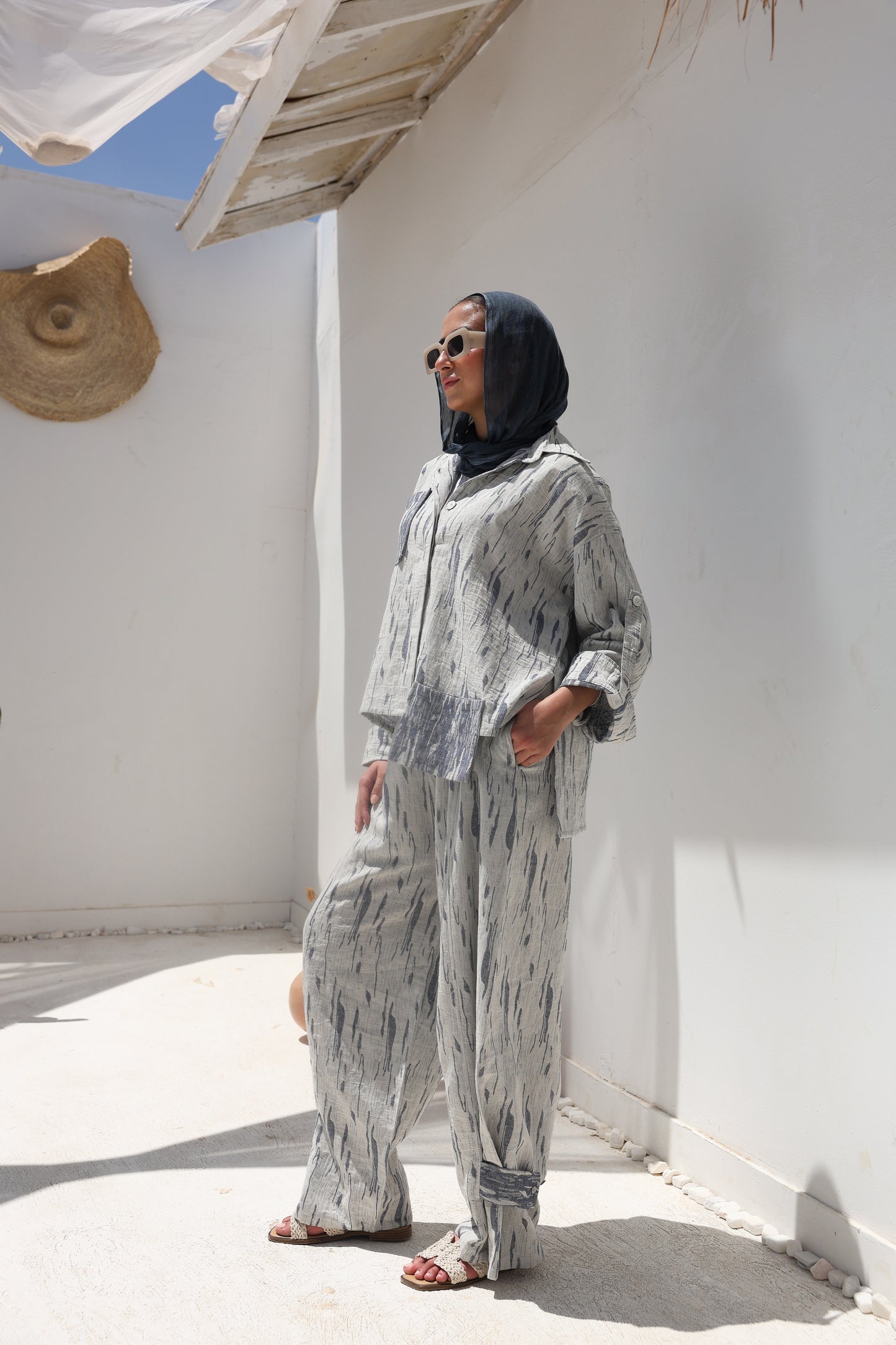 Brushstroke Linen Relaxed Pants