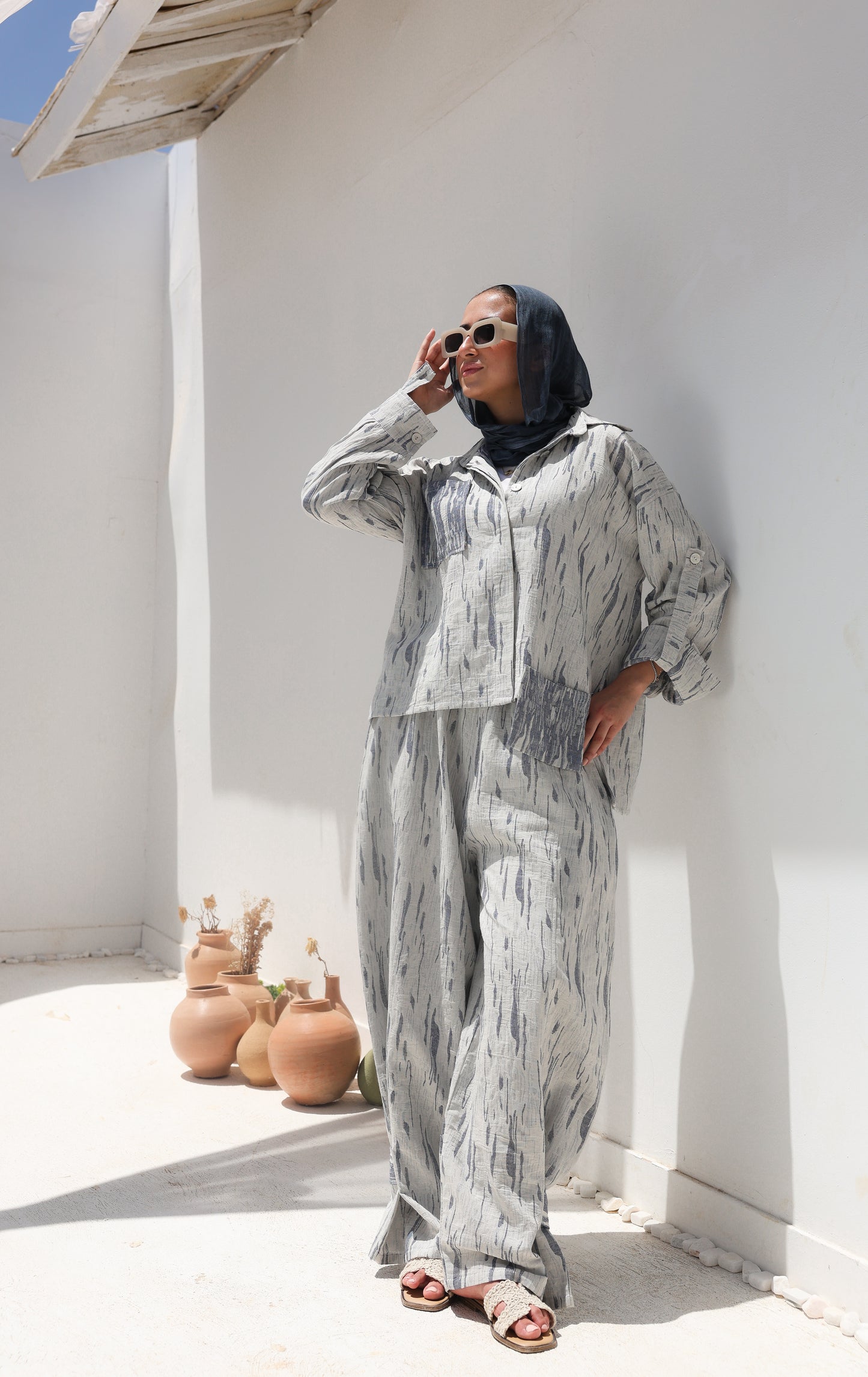 Brushstroke Linen Pockets Relaxed Top