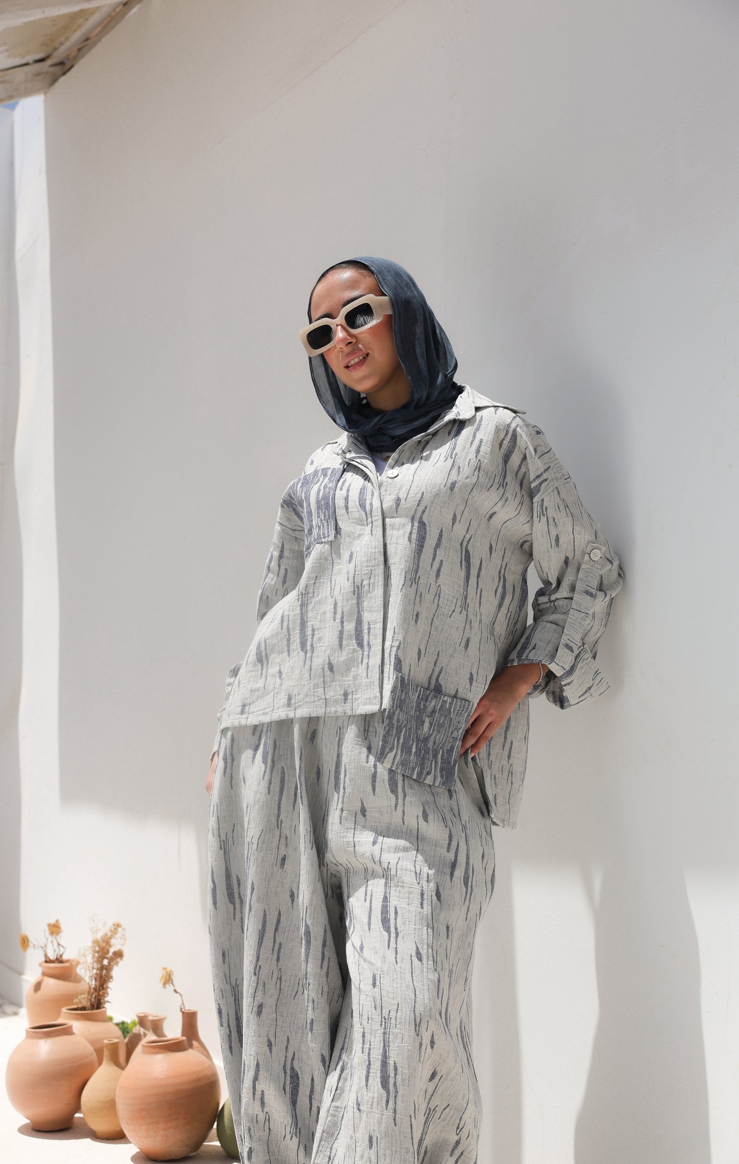 Brushstroke Linen Pockets Relaxed Top
