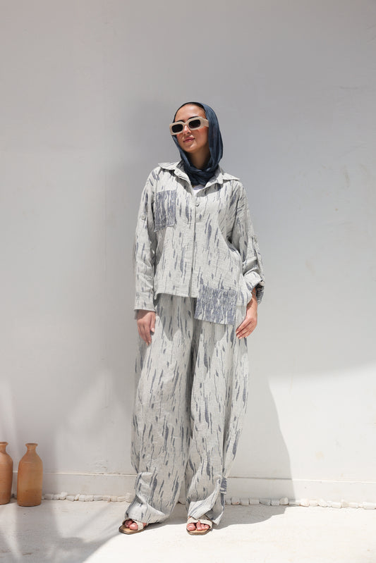 Brushstroke Linen Pockets Relaxed Top