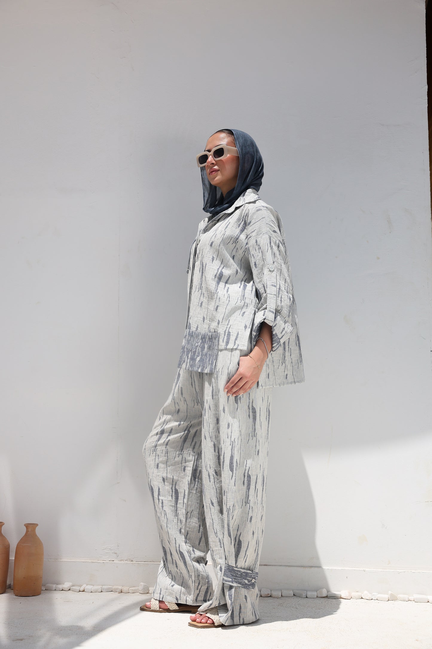 Brushstroke Linen Relaxed Pants