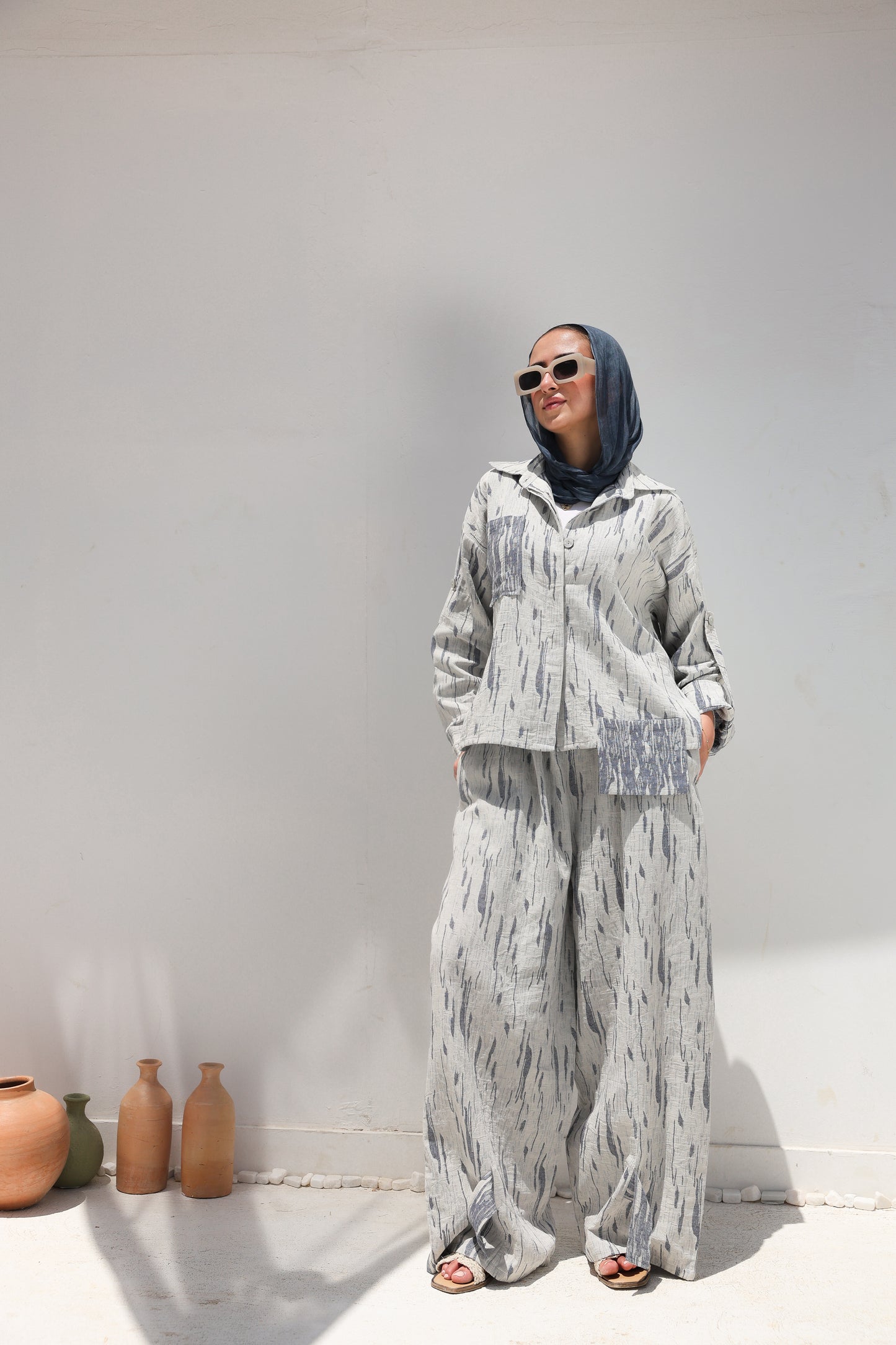 Brushstroke Linen Pockets Relaxed Top
