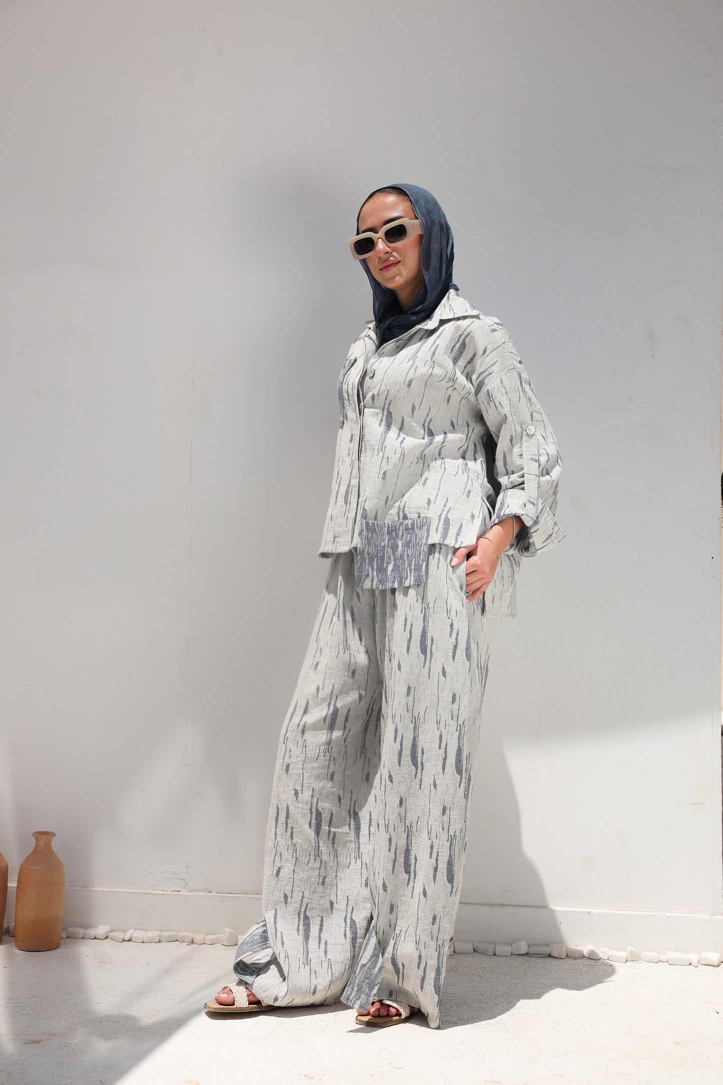 Brushstroke Linen Pockets Relaxed Top