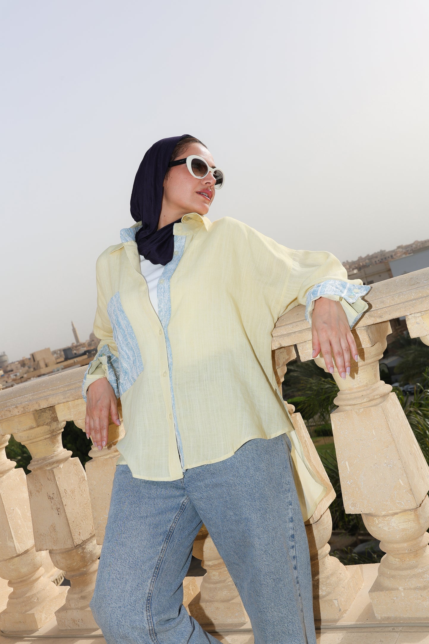 The Flow Patchwork Linen Shirt in Butter Yellow