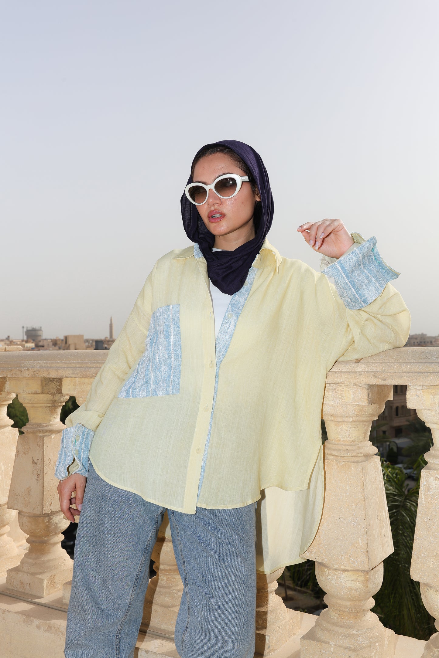 The Flow Patchwork Linen Shirt in Butter Yellow