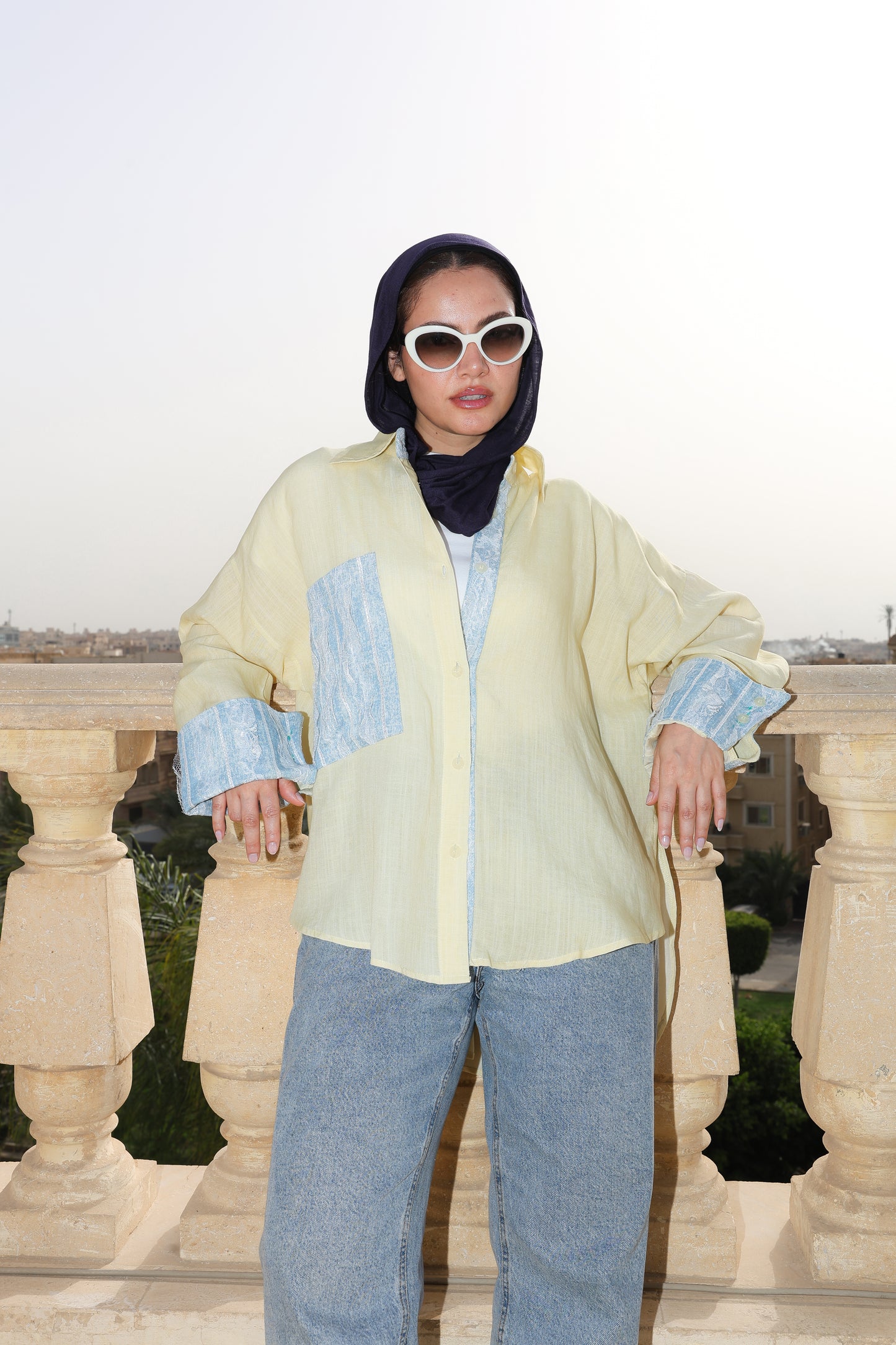 The Flow Patchwork Linen Shirt in Butter Yellow