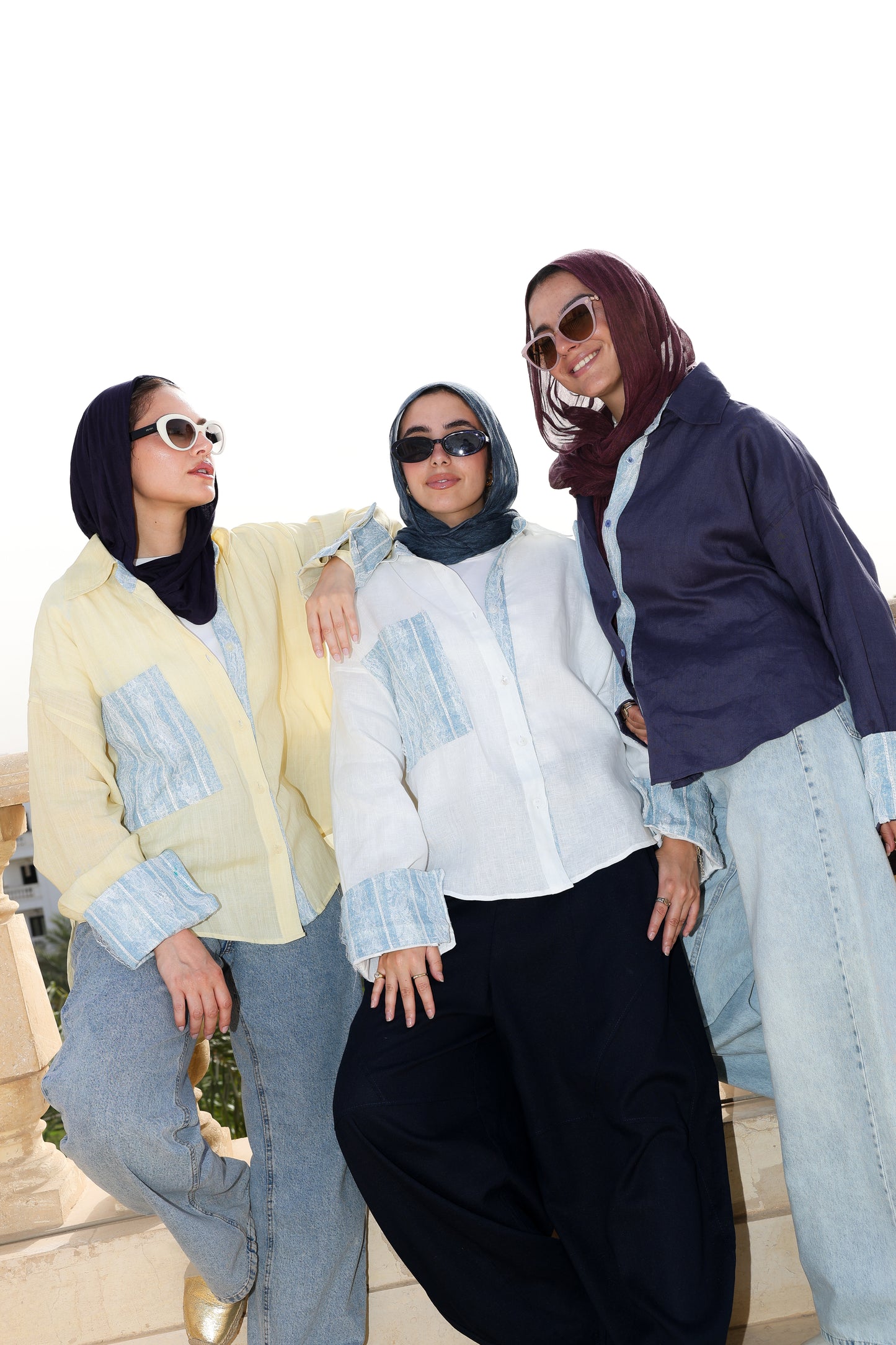 The Flow Patchwork Linen Shirt in White
