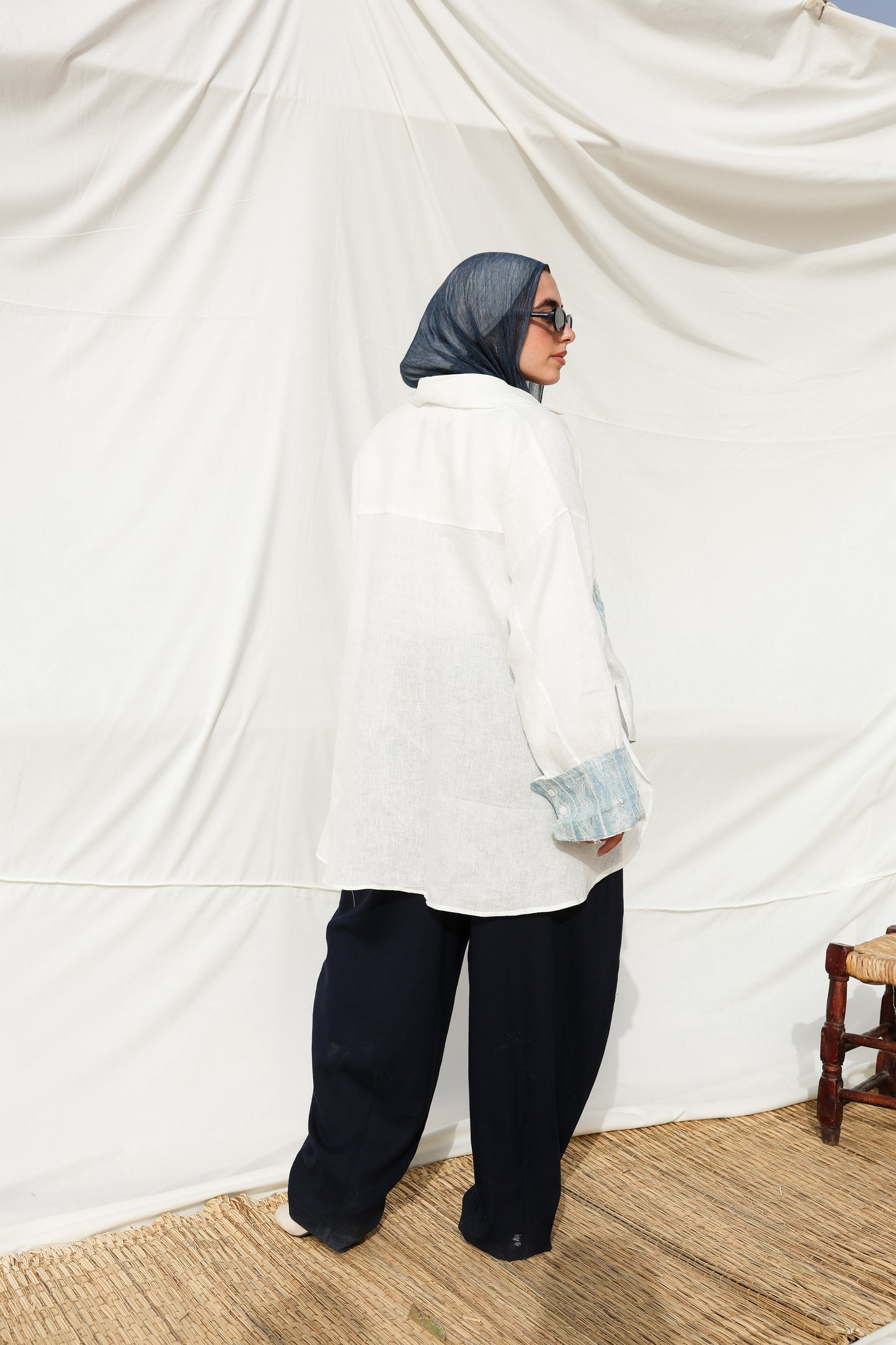 The Flow Patchwork Linen Shirt in White