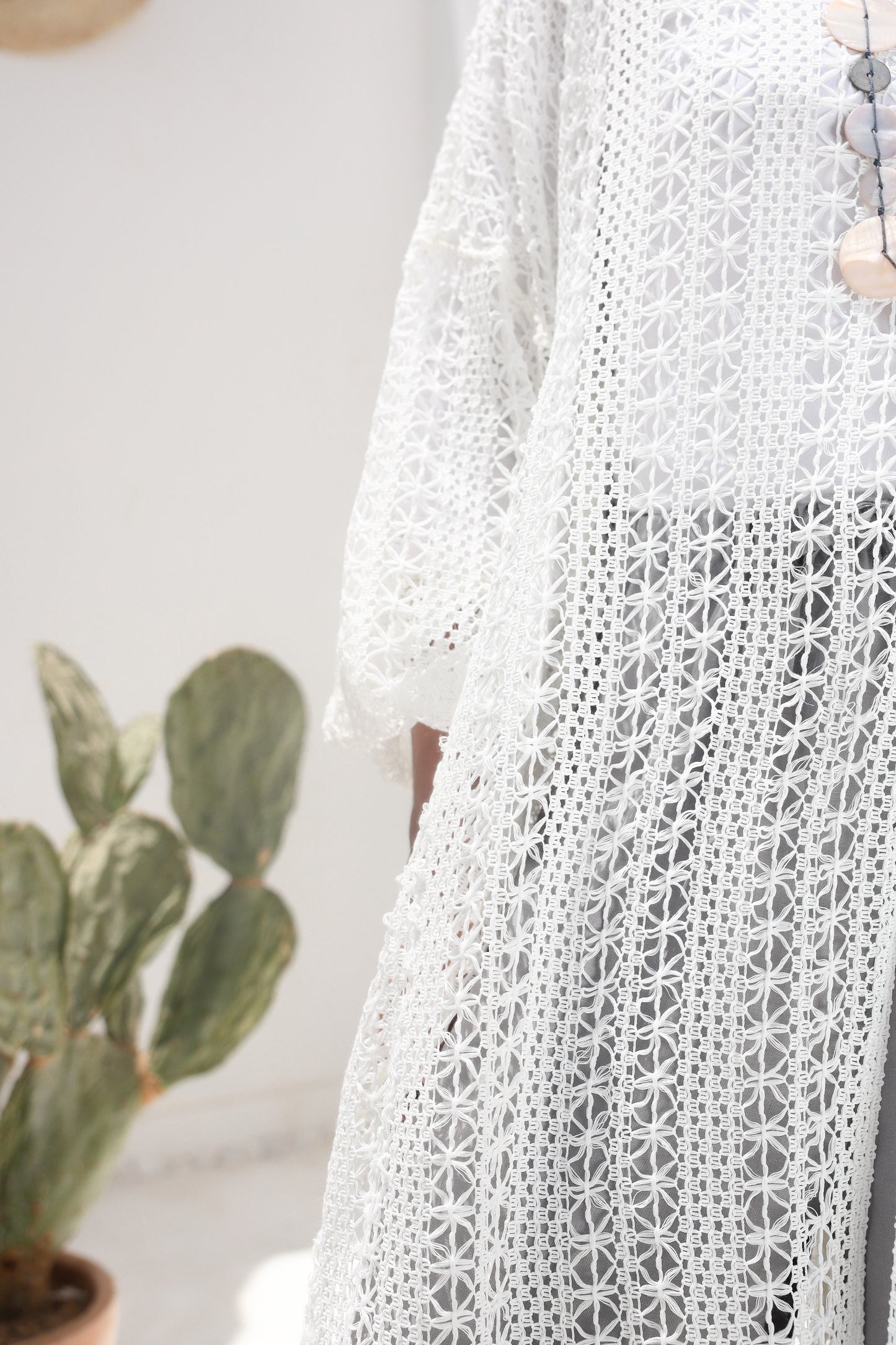Cascade Net Dress in White