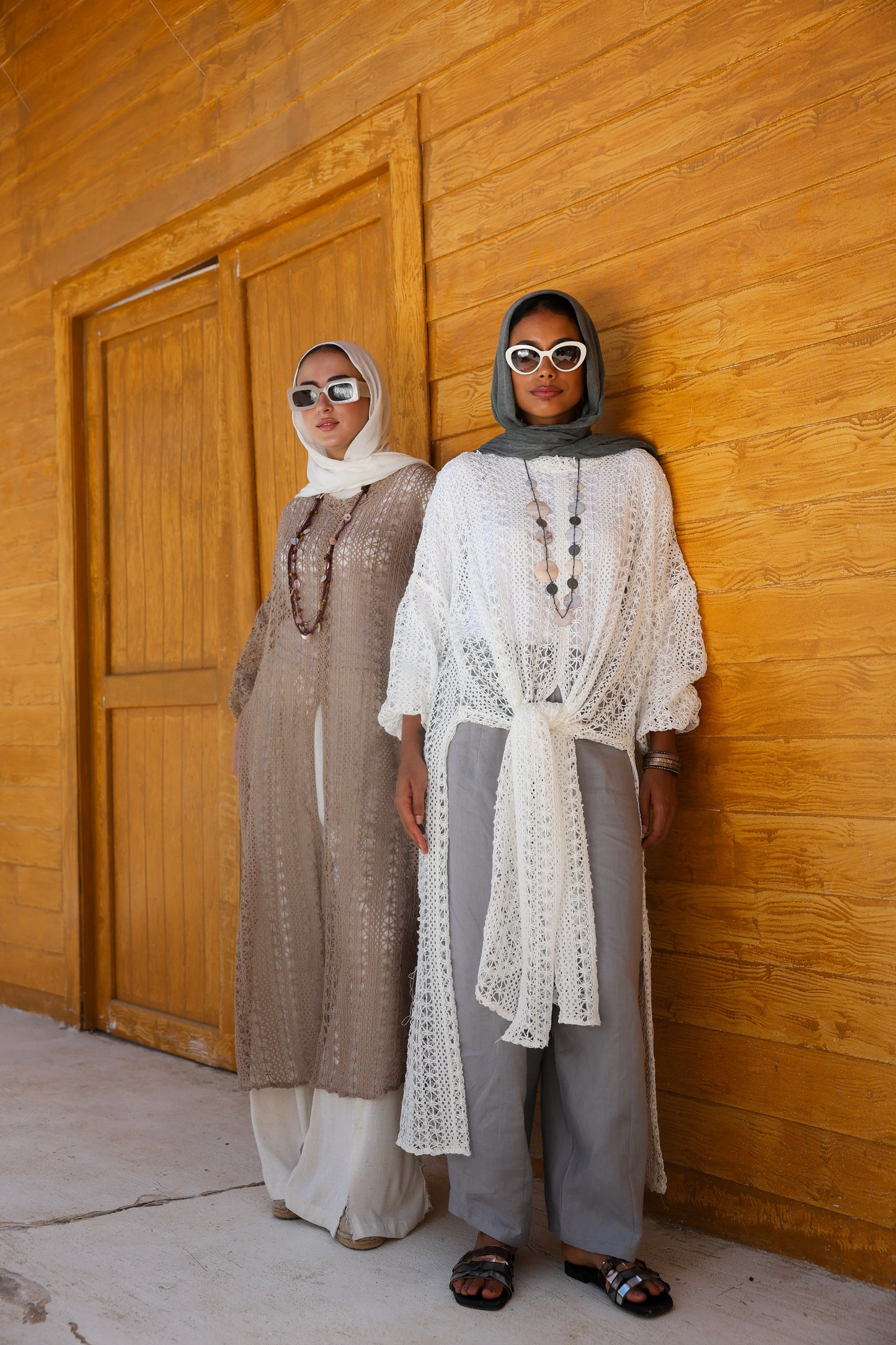 Cascade Net Dress in Café