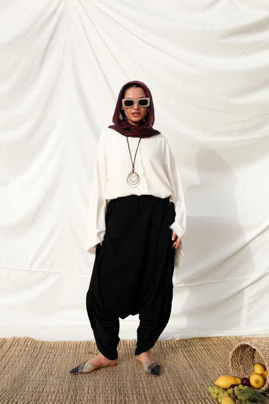 Cotton Sherwal Pants in Black