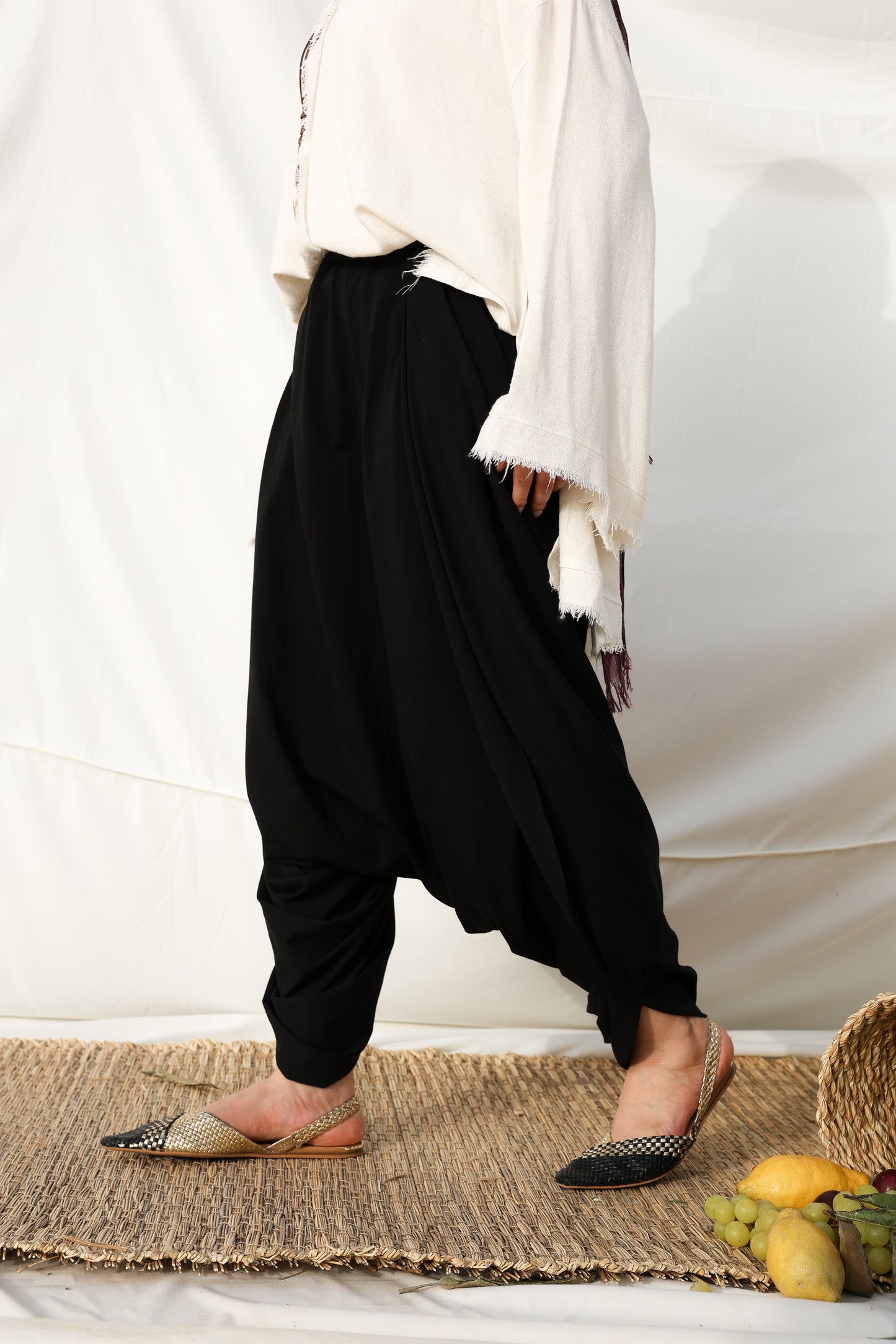 Cotton Sherwal Pants in Black