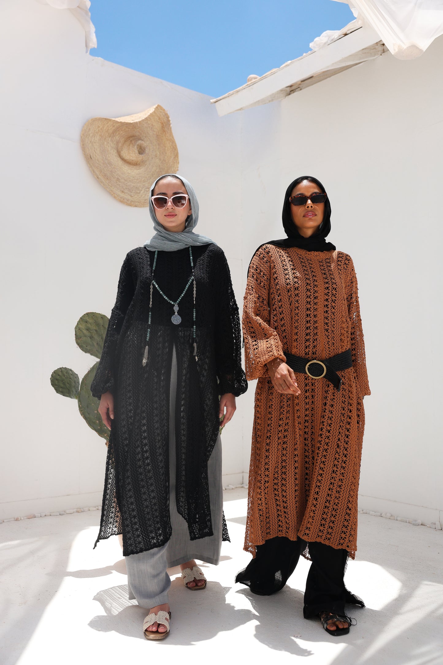 Cascade Net Dress in Brick