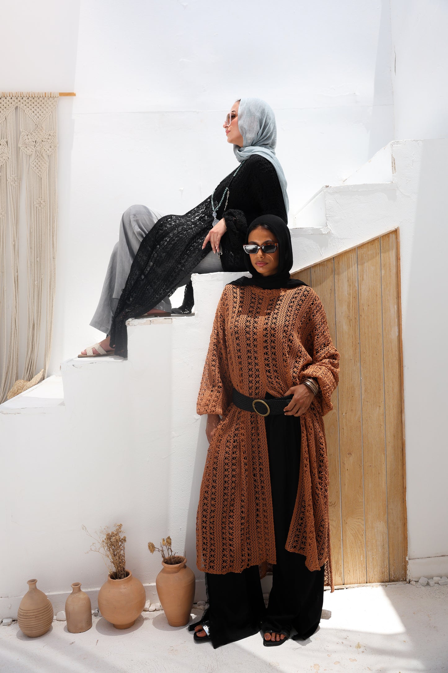 Cascade Net Dress in Brick
