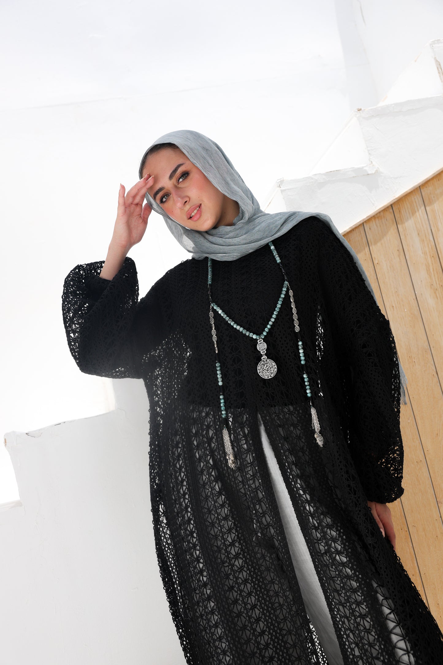 Cascade Net Dress in Black