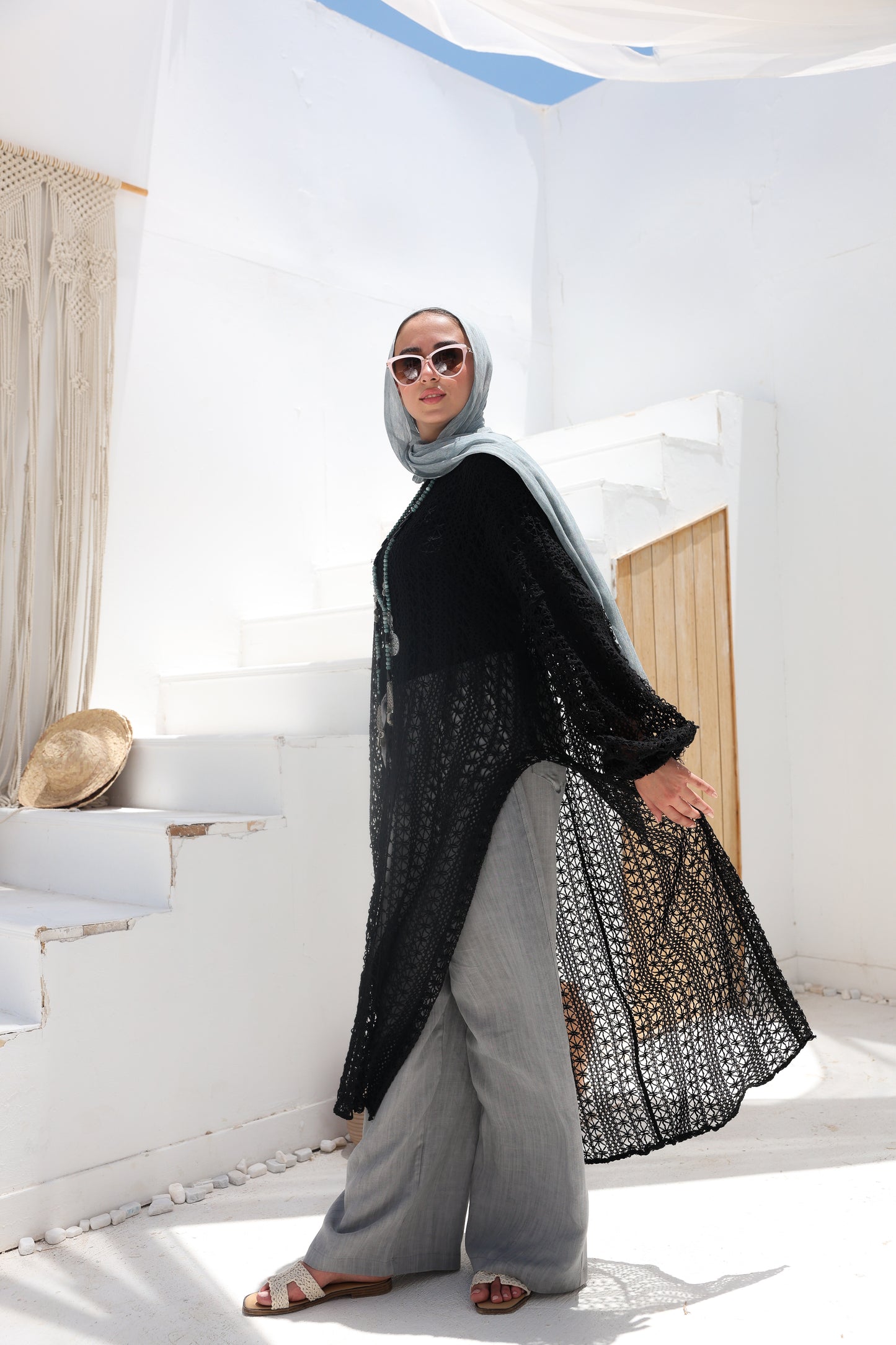 Cascade Net Dress in Black