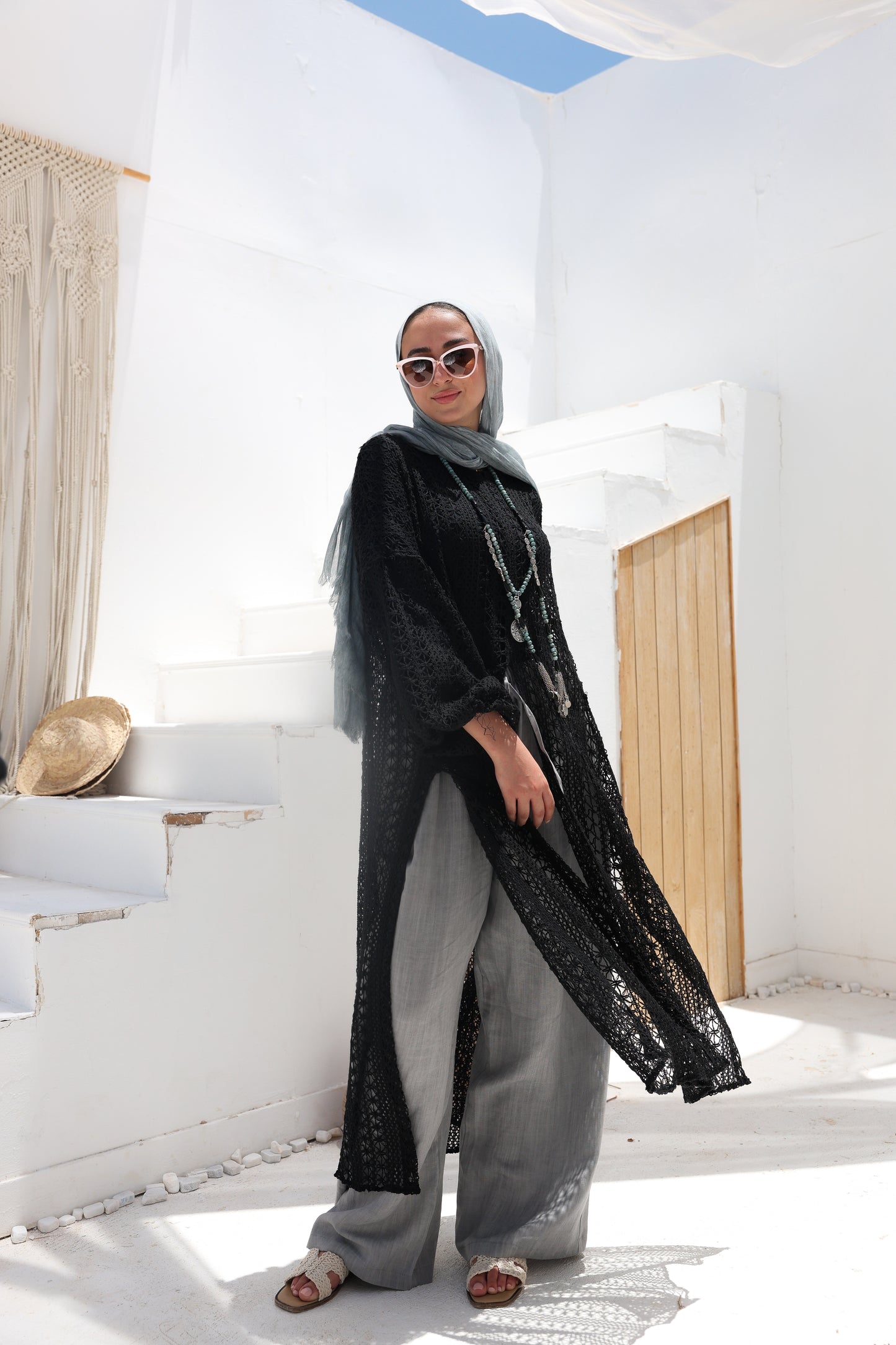 Cascade Net Dress in Black