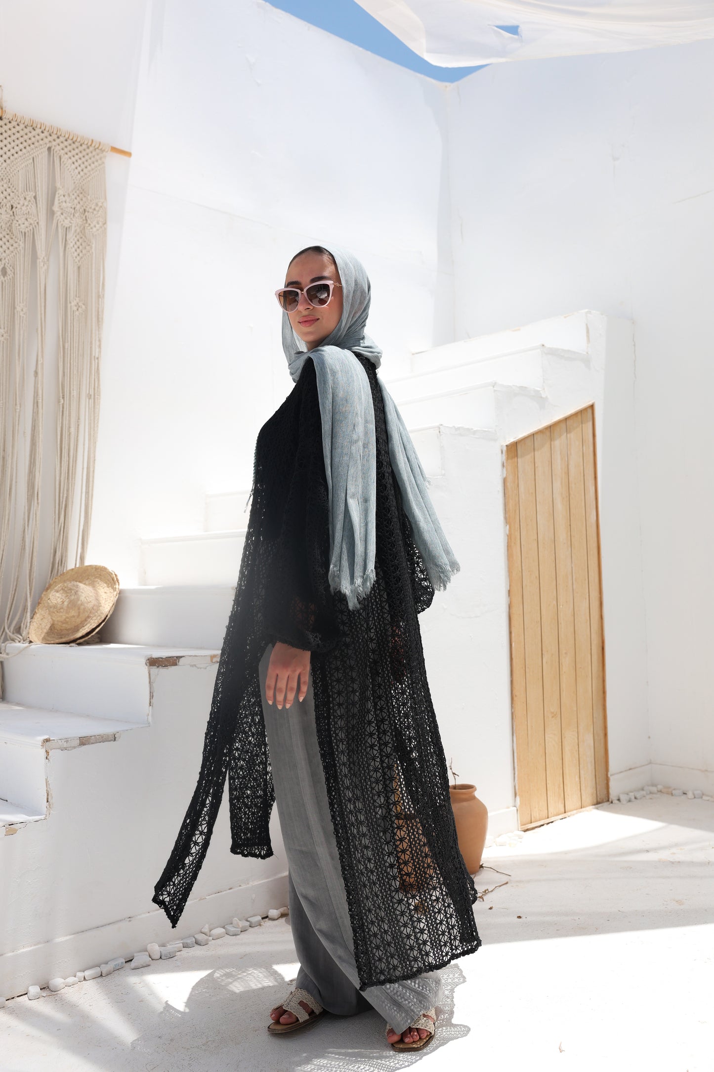 Cascade Net Dress in Black