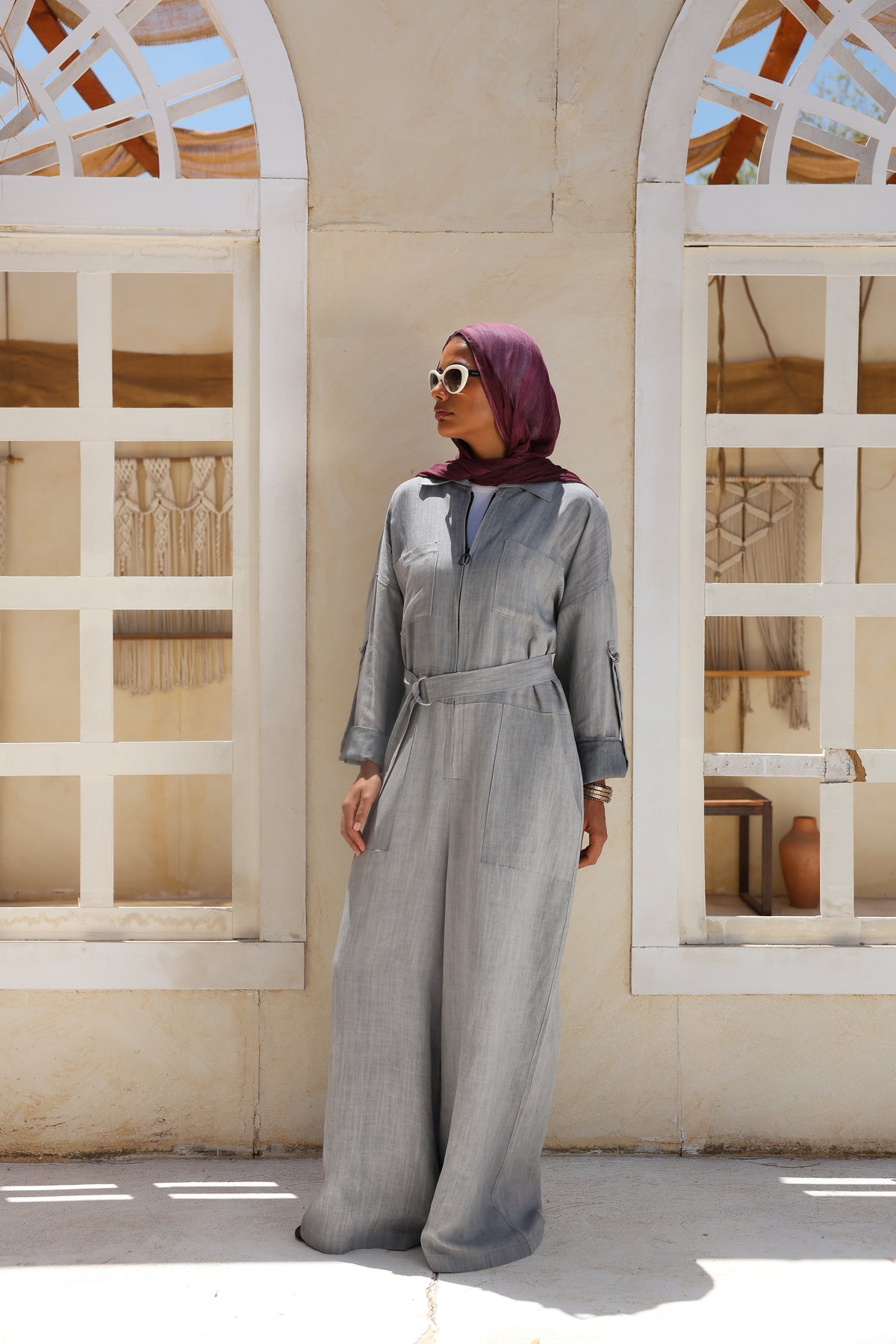 Linen Jumpsuit in Grey