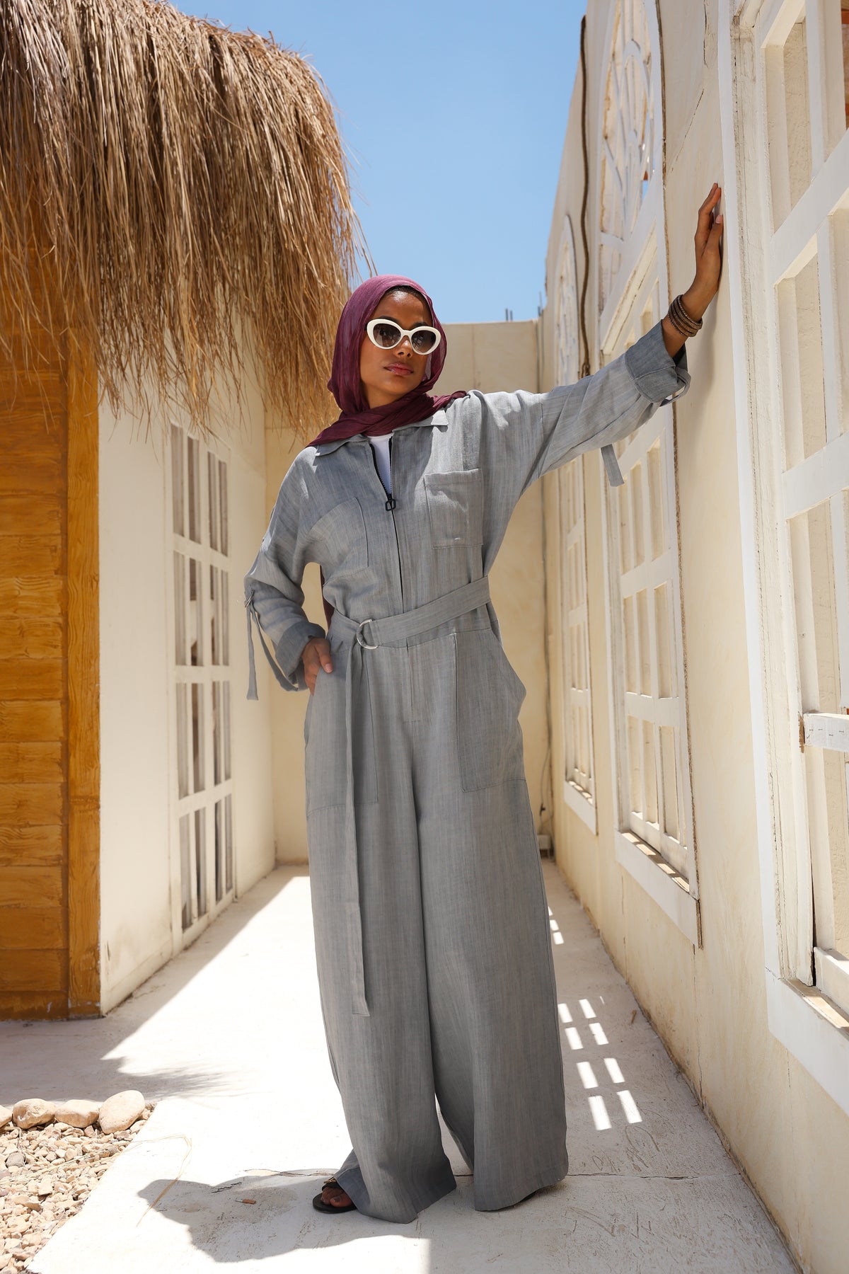 Linen Jumpsuit in Grey
