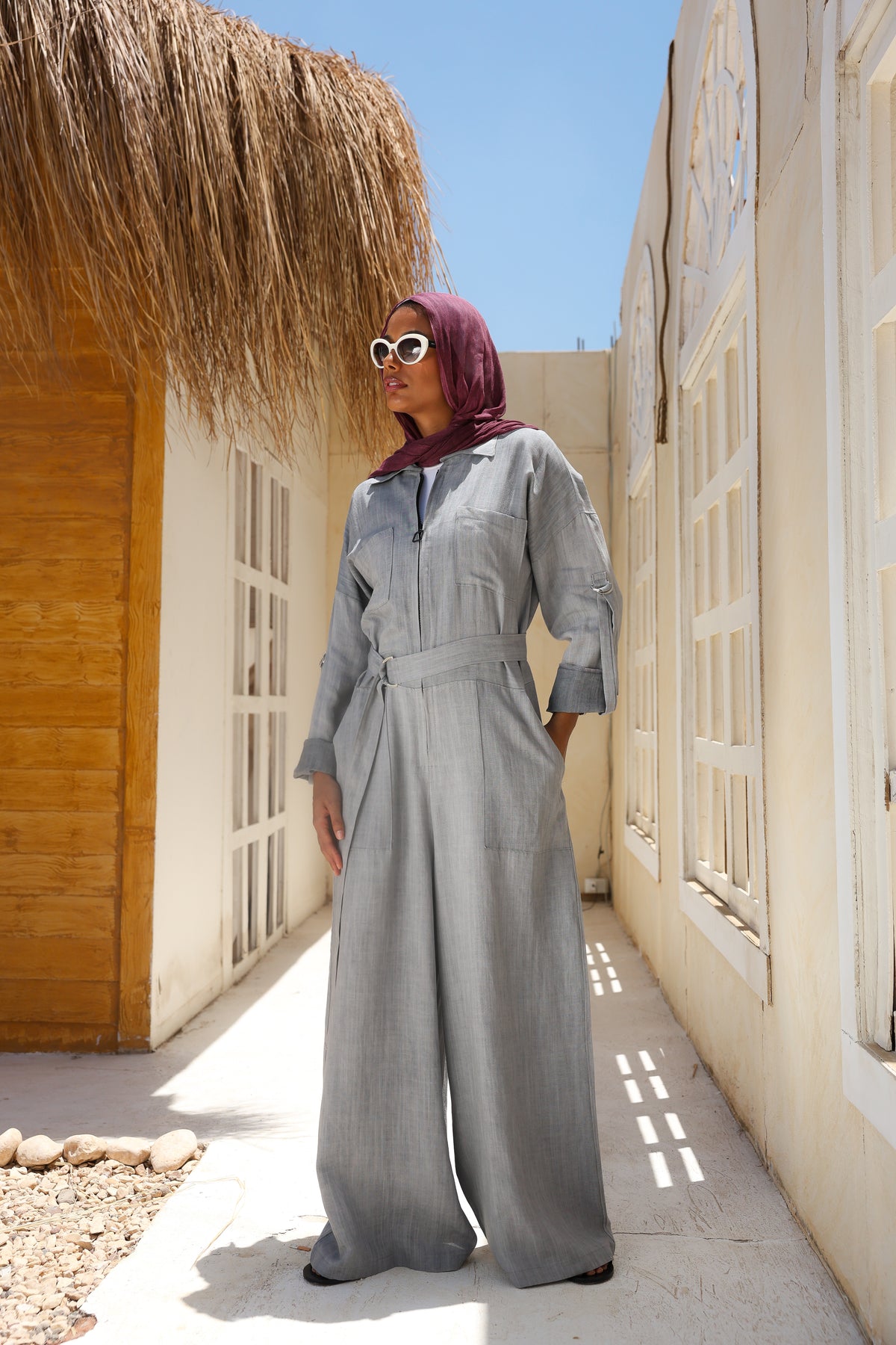 Linen Jumpsuit in Grey