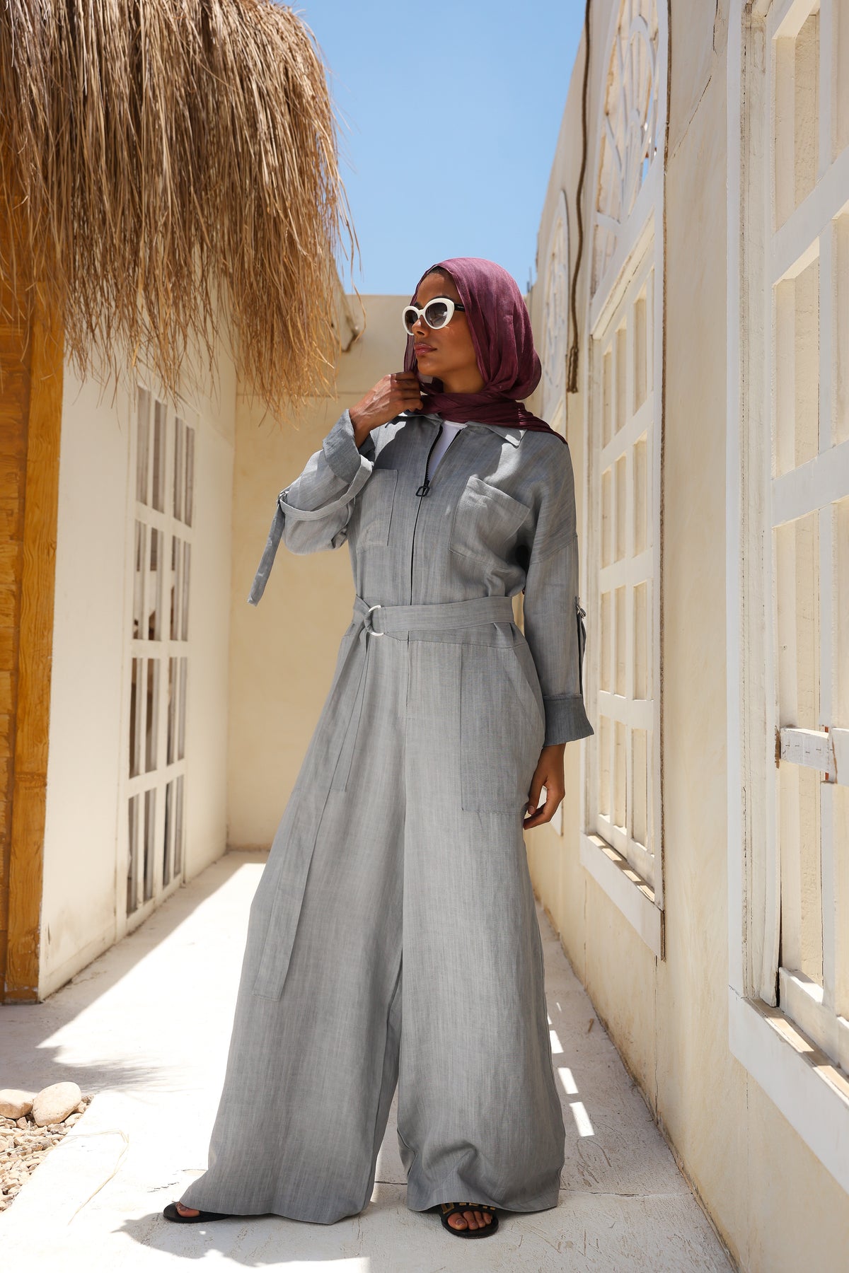 Linen Jumpsuit in Grey