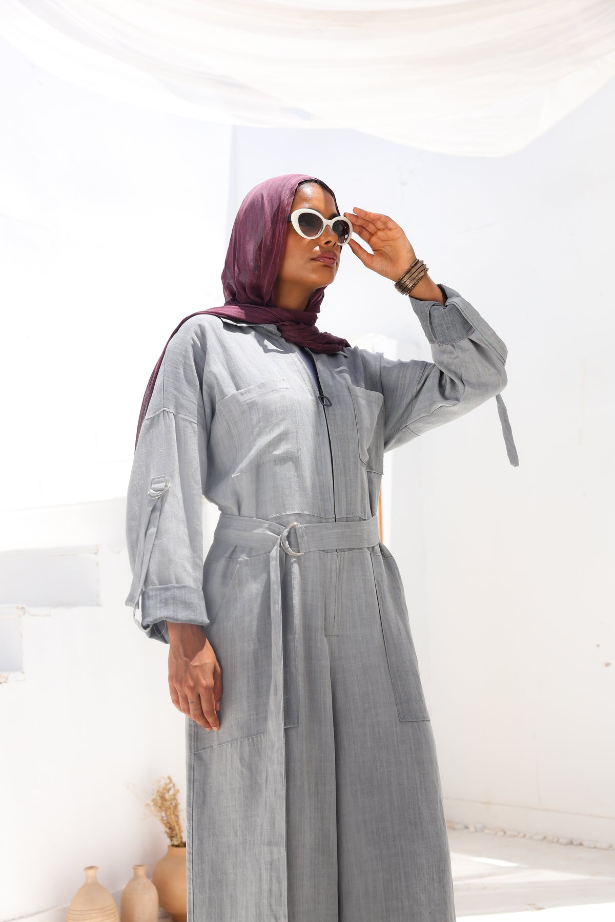 Linen Jumpsuit in Grey