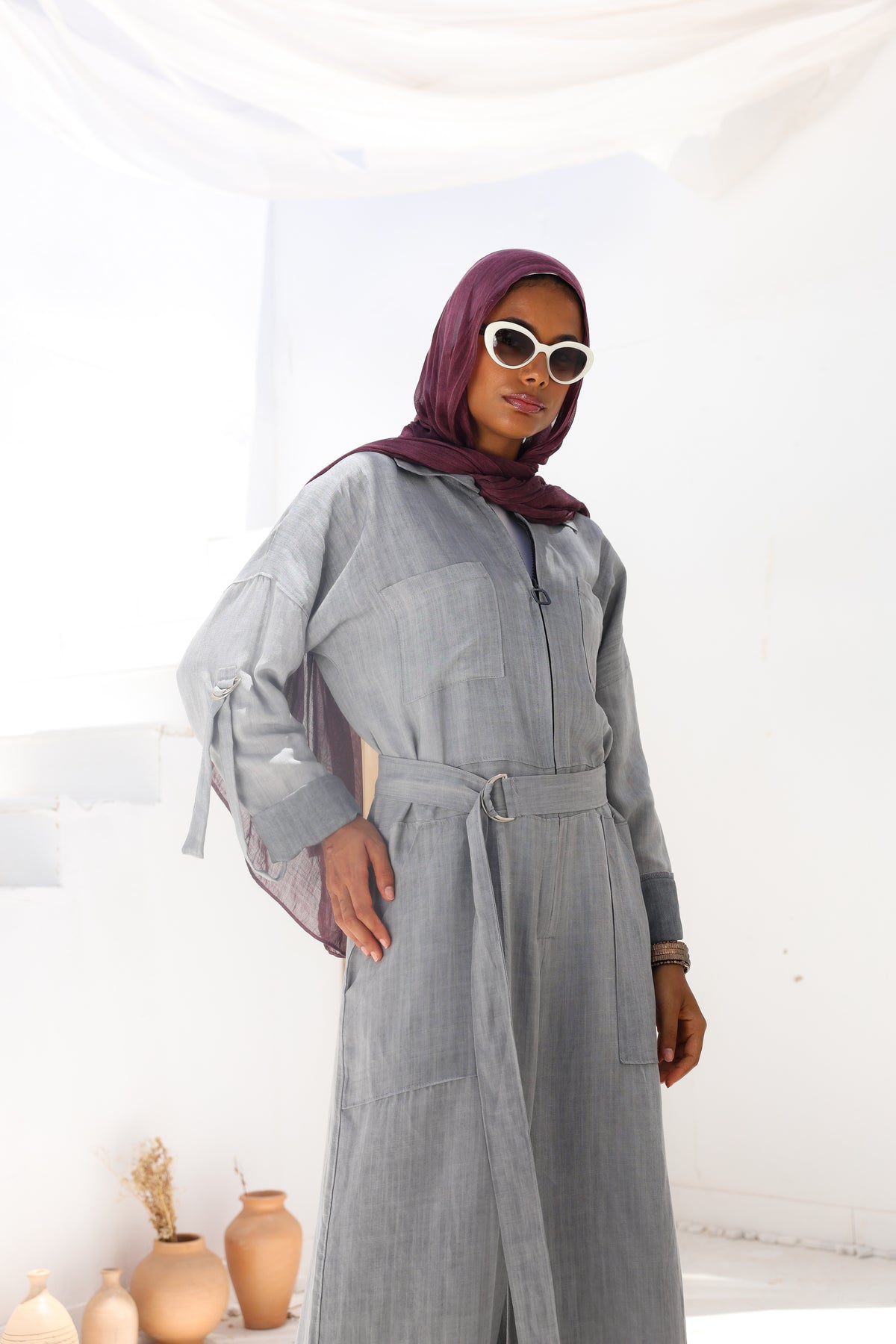 Linen Jumpsuit in Grey