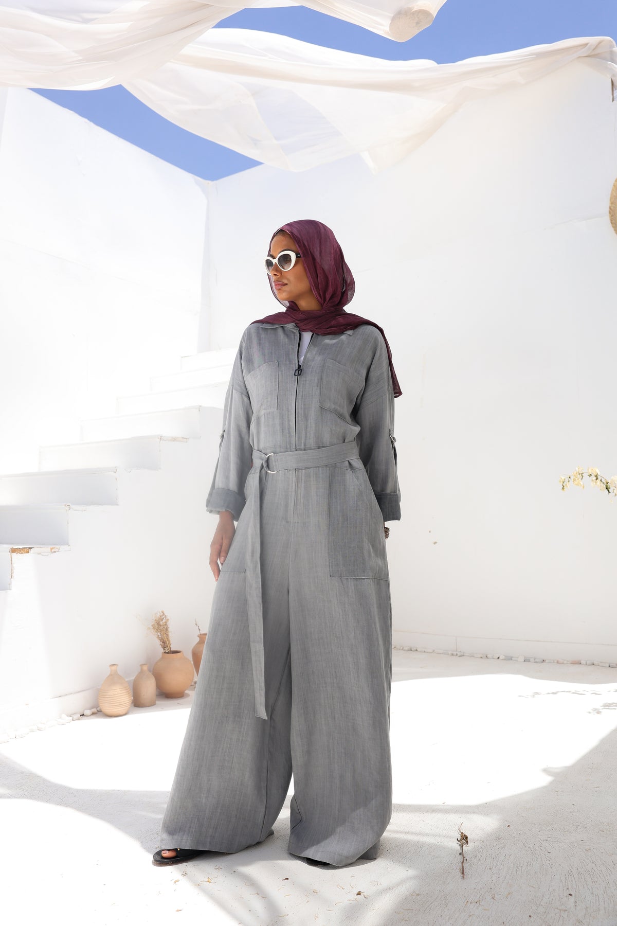 Linen Jumpsuit in Grey