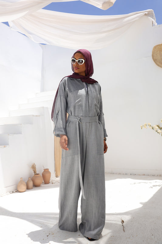 Linen Jumpsuit in Grey
