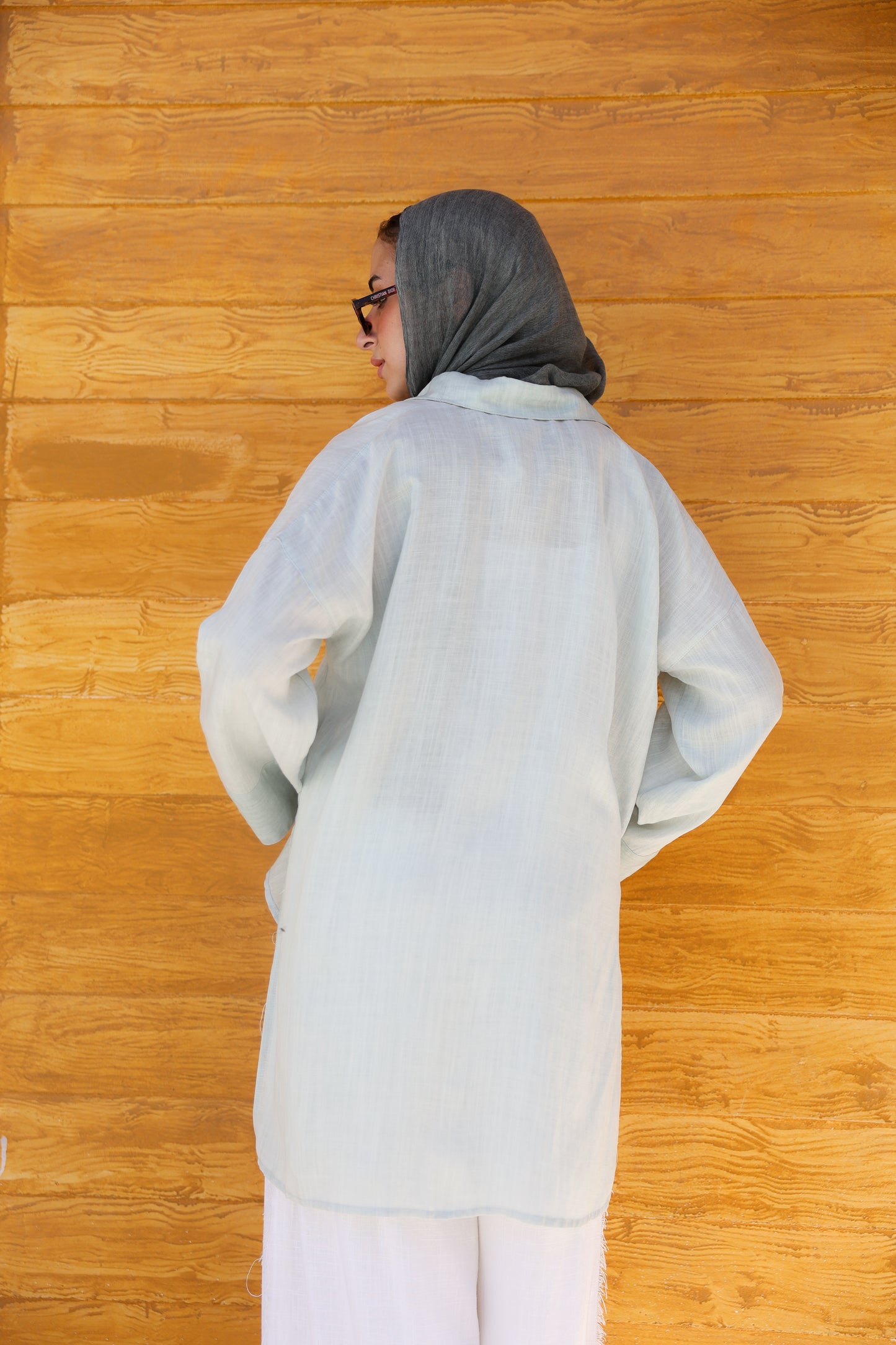 Breeze Crossover Linen Shirt in Mint