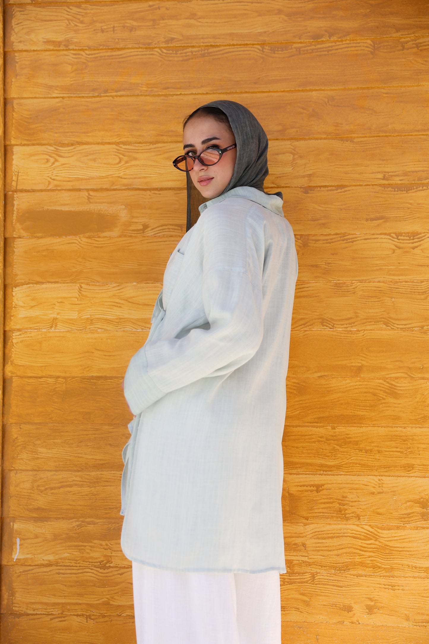 Breeze Crossover Linen Shirt in Mint