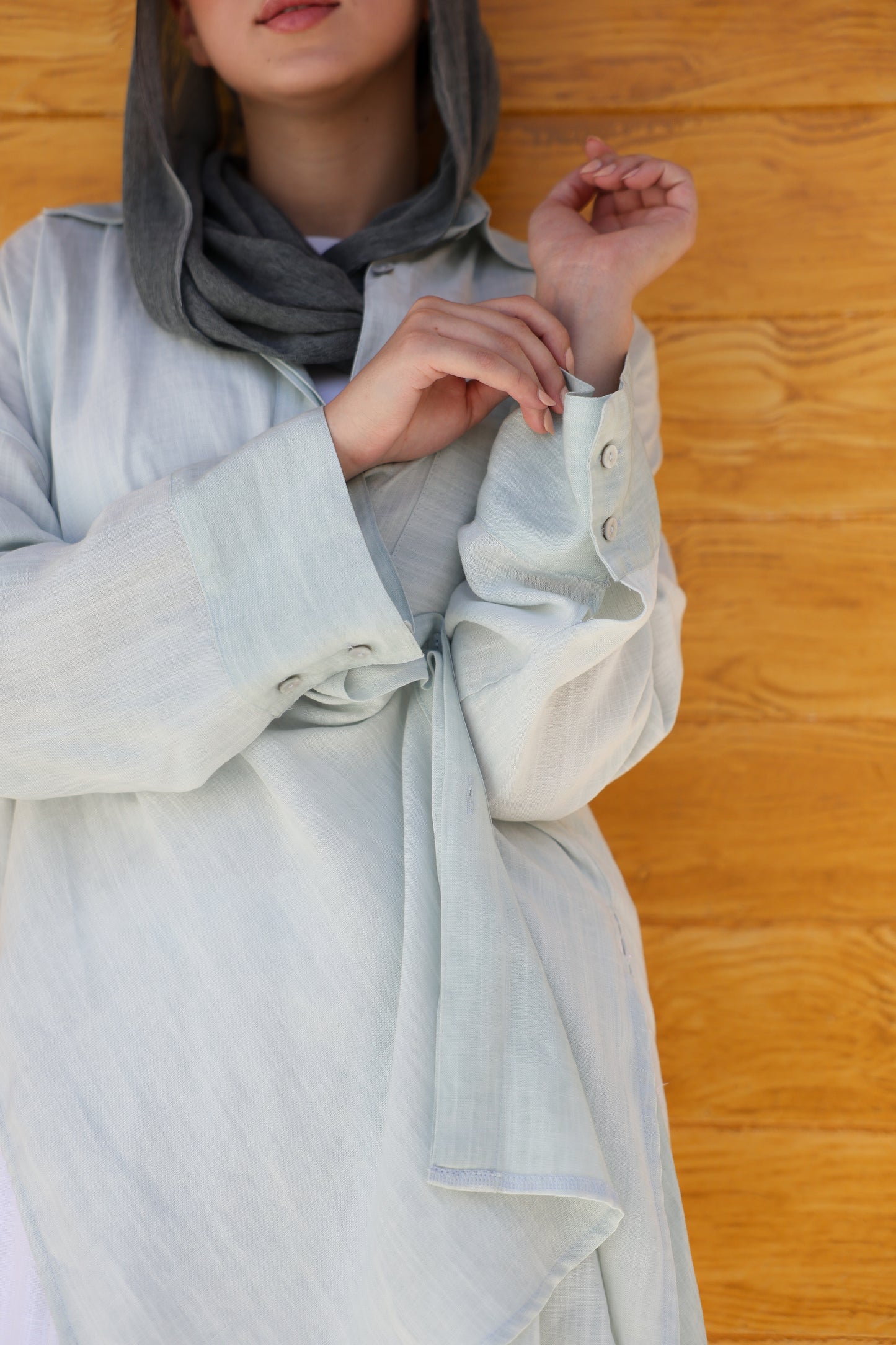 Breeze Crossover Linen Shirt in Mint