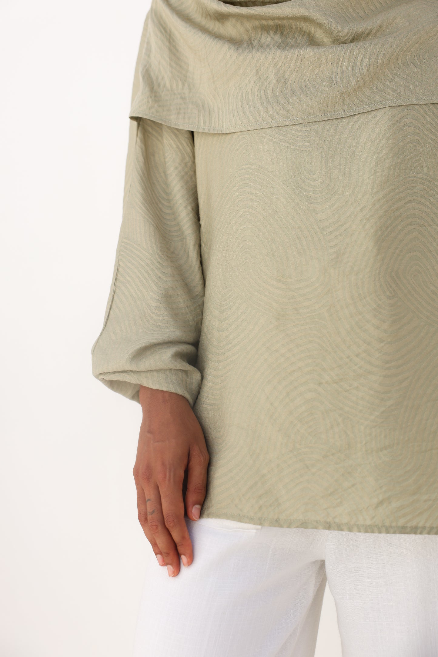 Olive Mist Linen Drape Top