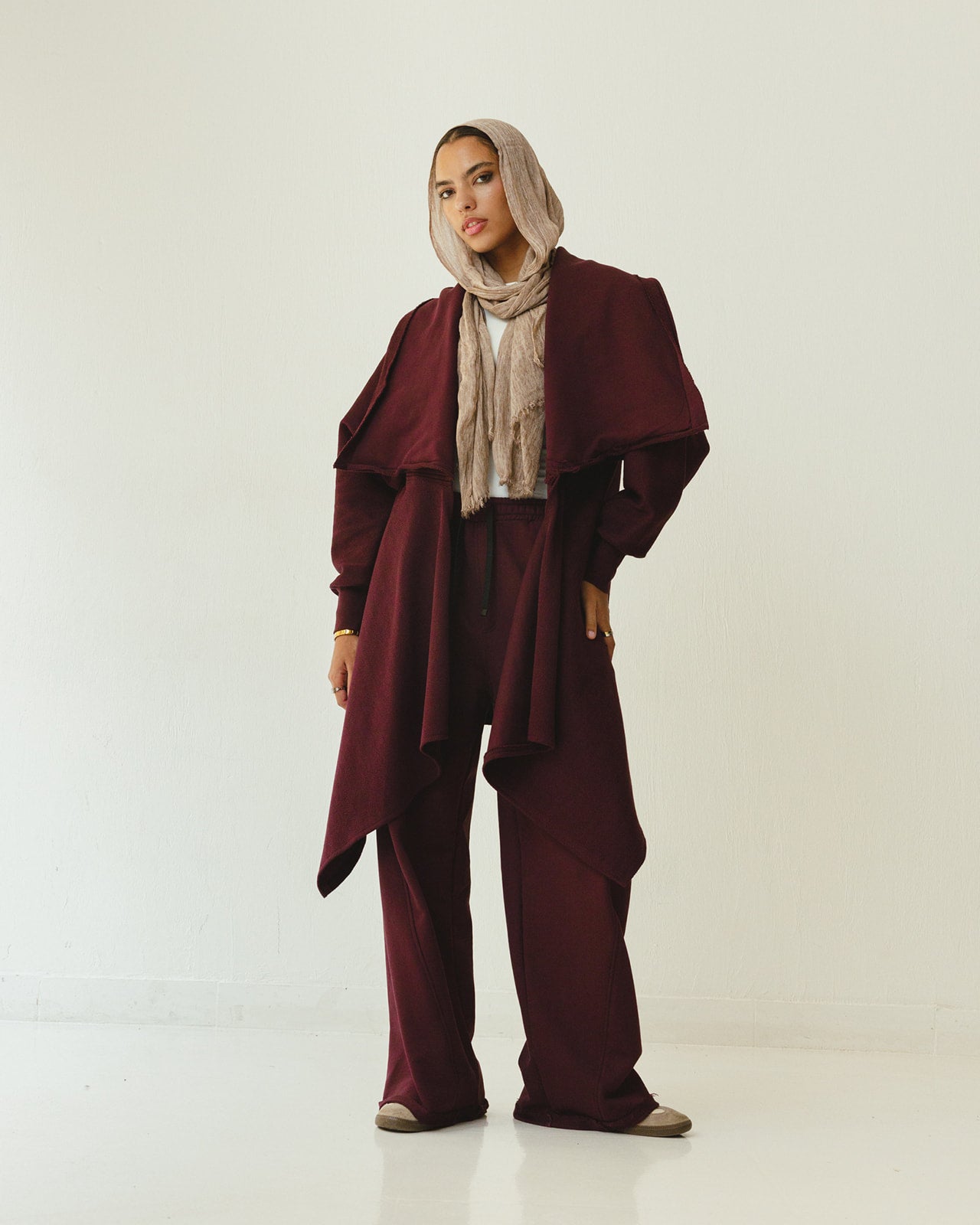 Cozy Flowy Reversible Cardigan in Burgundy