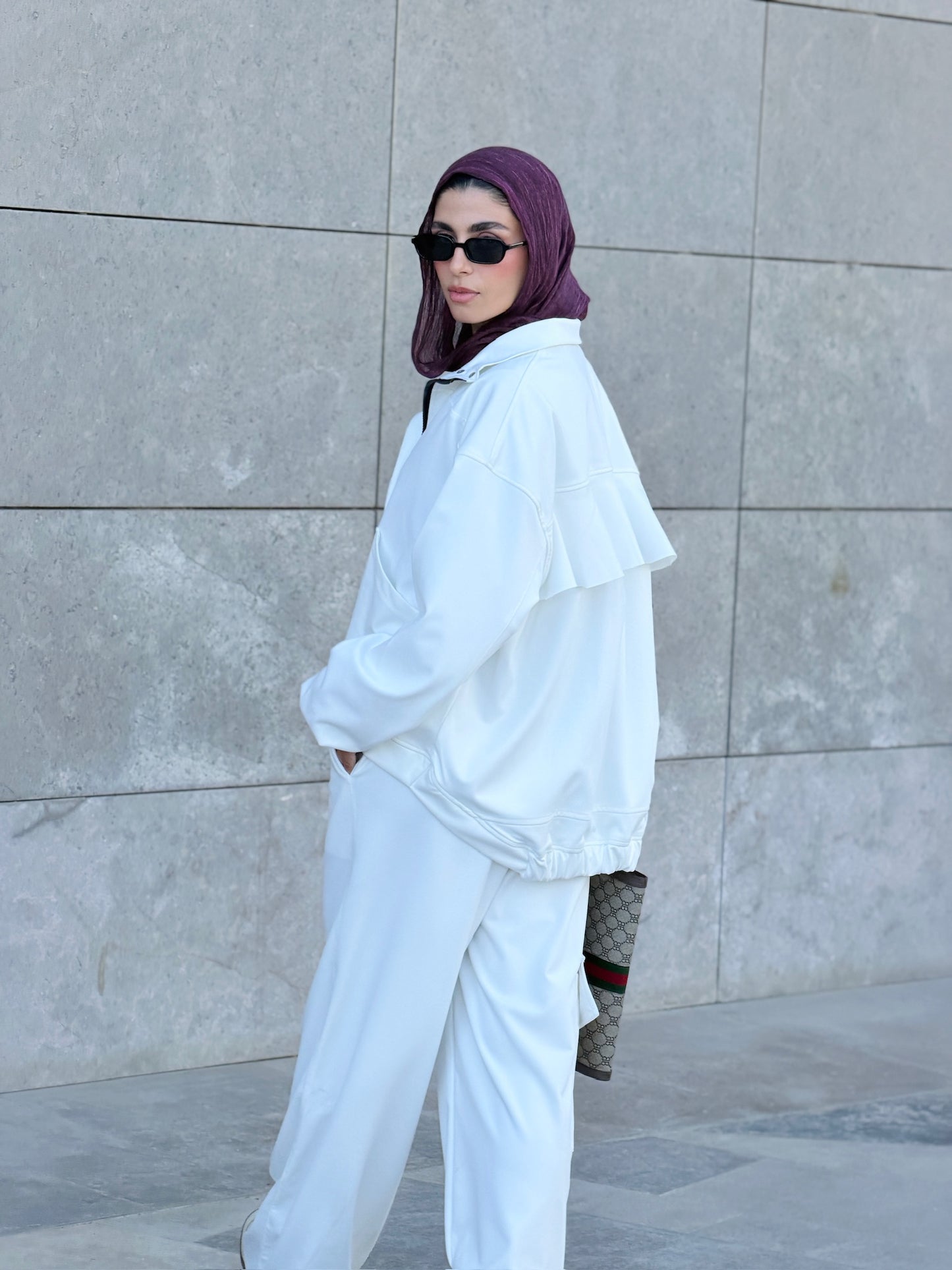 Sport Back Ruffles Set in Off White