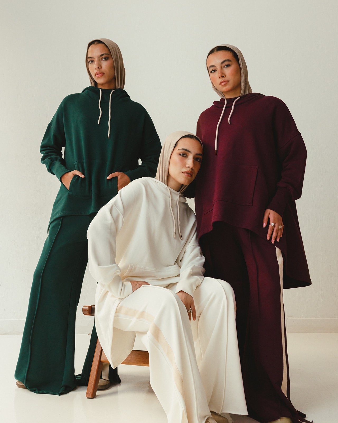 Tracksuit Hoodie Set in Burgundy