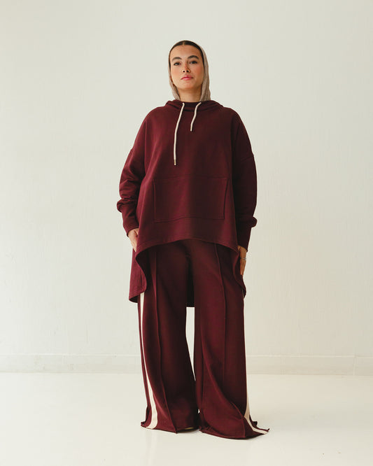Tracksuit Hoodie Set in Burgundy