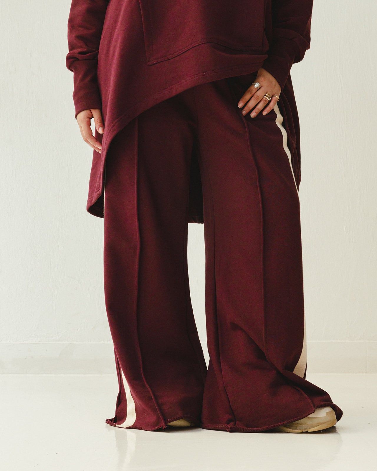 Tracksuit Hoodie Set in Burgundy