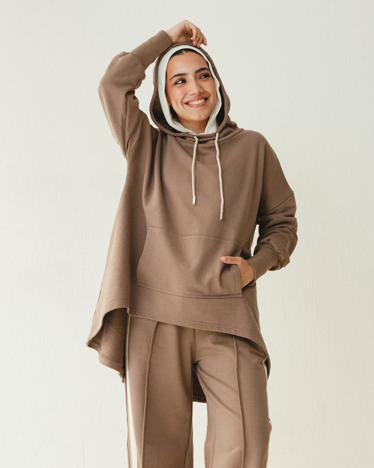 Tracksuit Hoodie Set in Coffee
