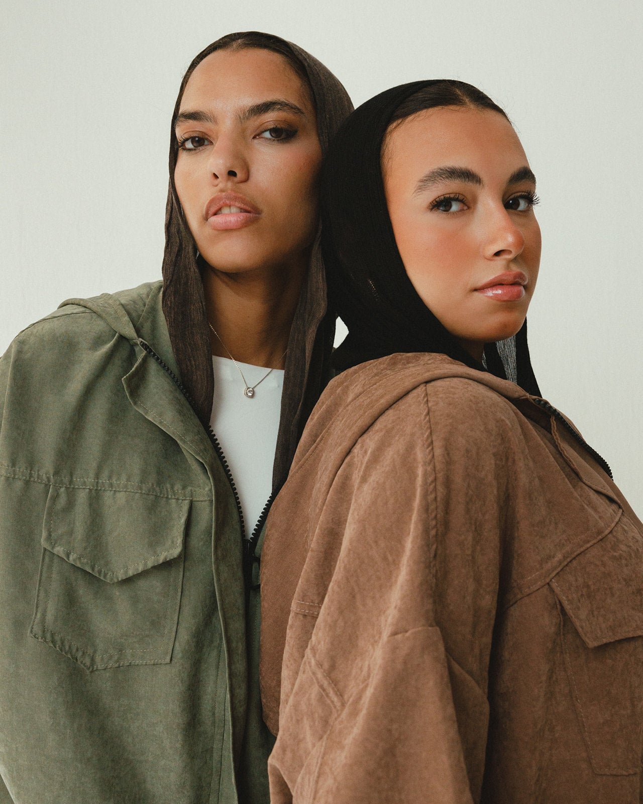 Bomber Jacket Flowy Skirt Set in Olive