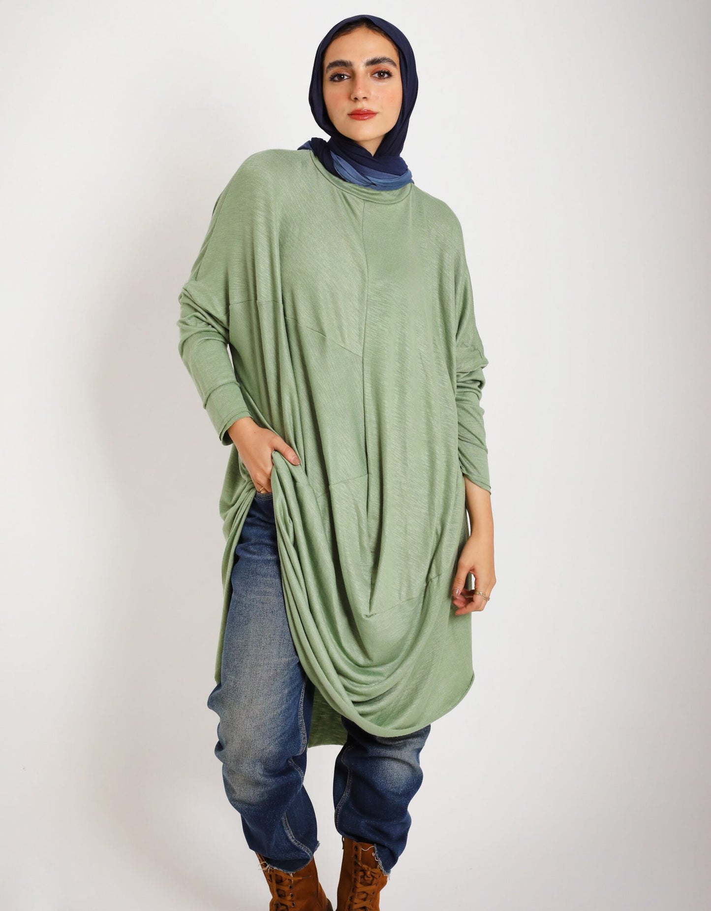 Front Drapee Top in Mint