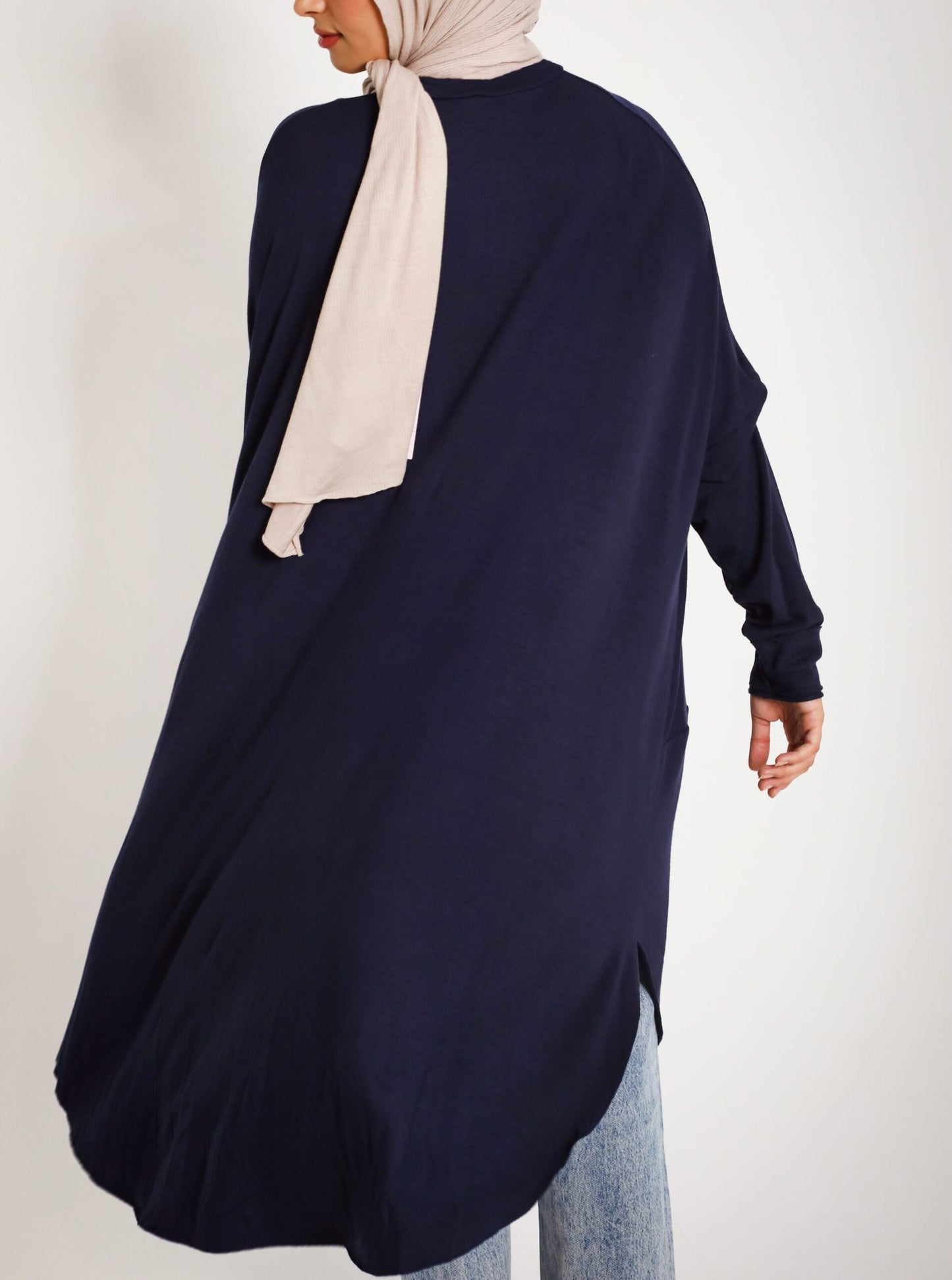 Front Drapee Top in Navy Blue